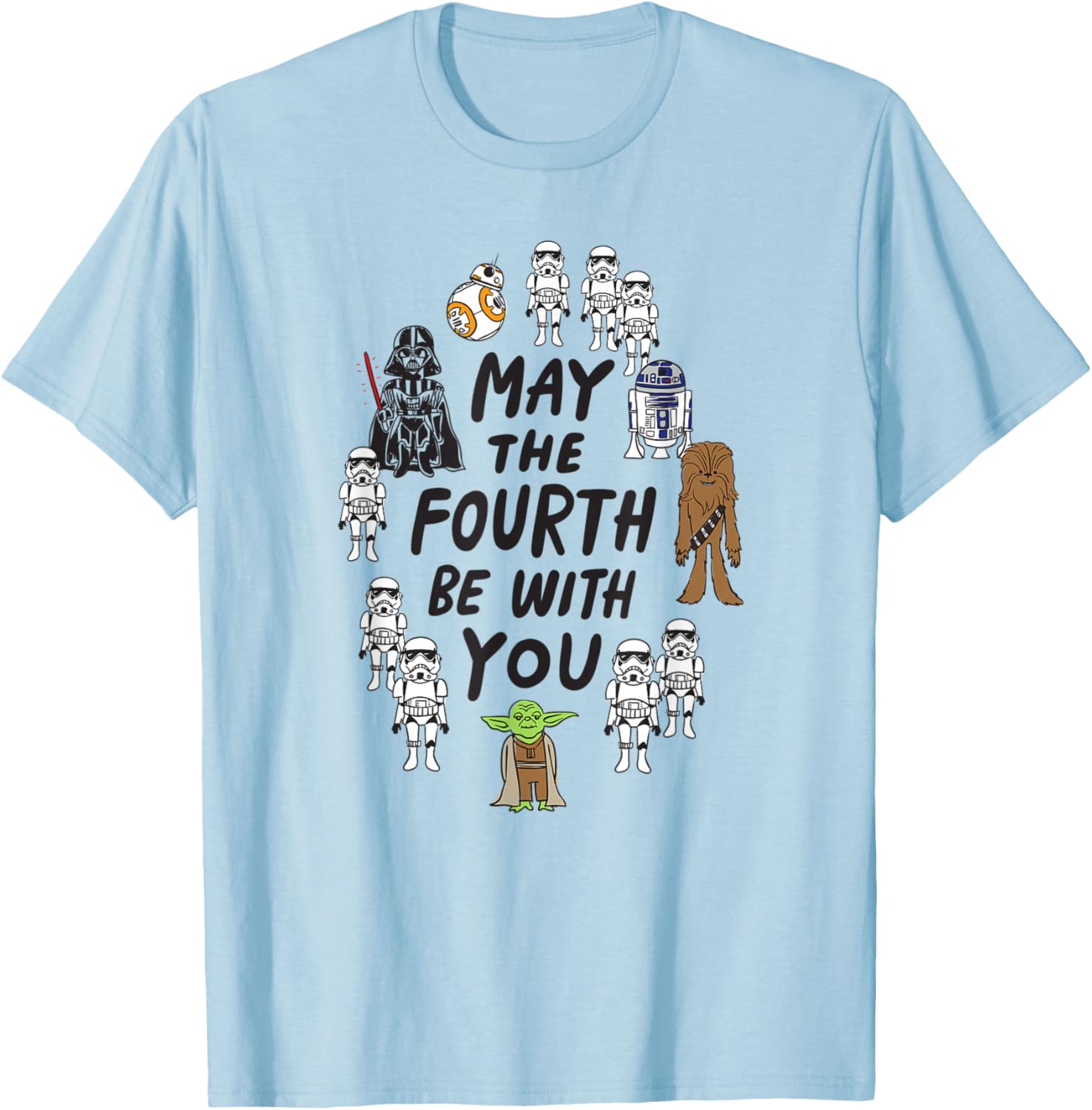 Star Wars Boys May the Fourth Doodle Characters T-Shirt in White Small - 4
