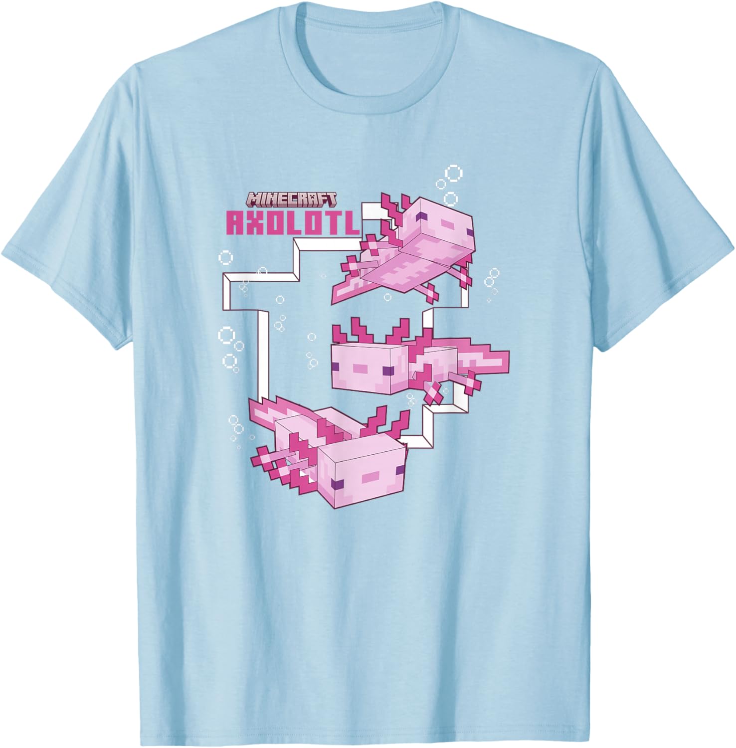 Cute Minecraft Pink Axolotl Pond T-Shirt for Kids and Adults - 6