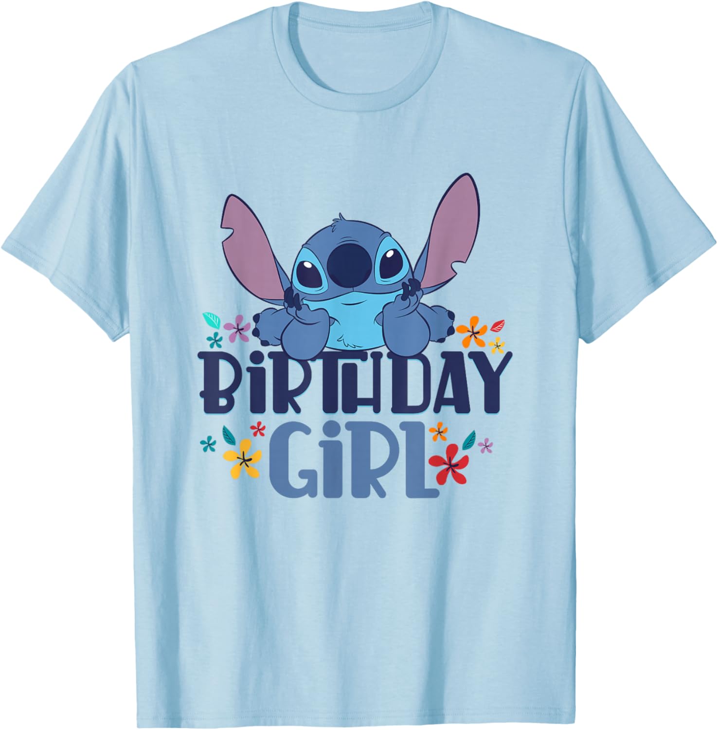 Disney Lilo & Stitch Birthday Girl Floral Logo T-Shirt for Kids - 4