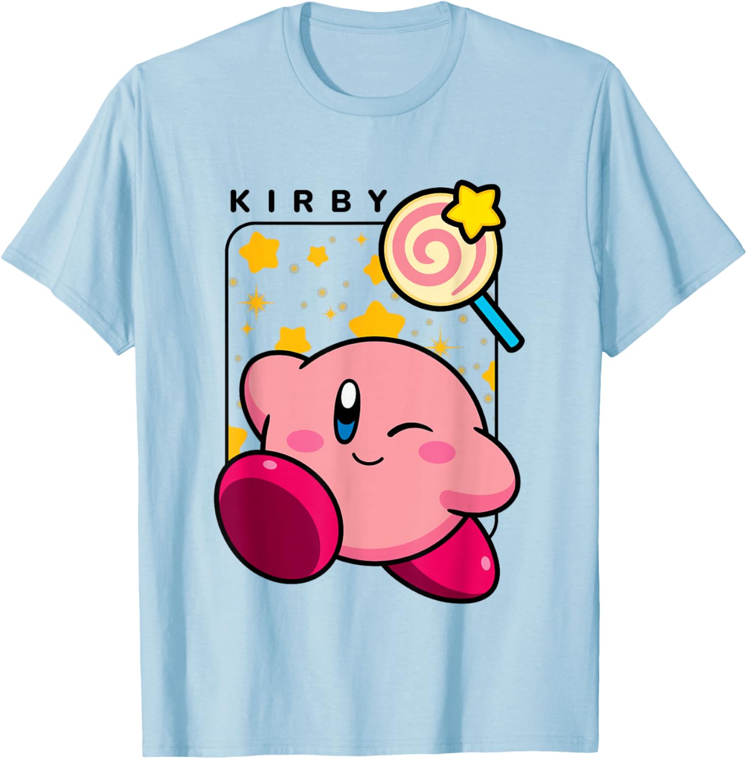 Cute Kirby Lollipop Stars Graphic T-Shirt for Nintendo Fans - 9