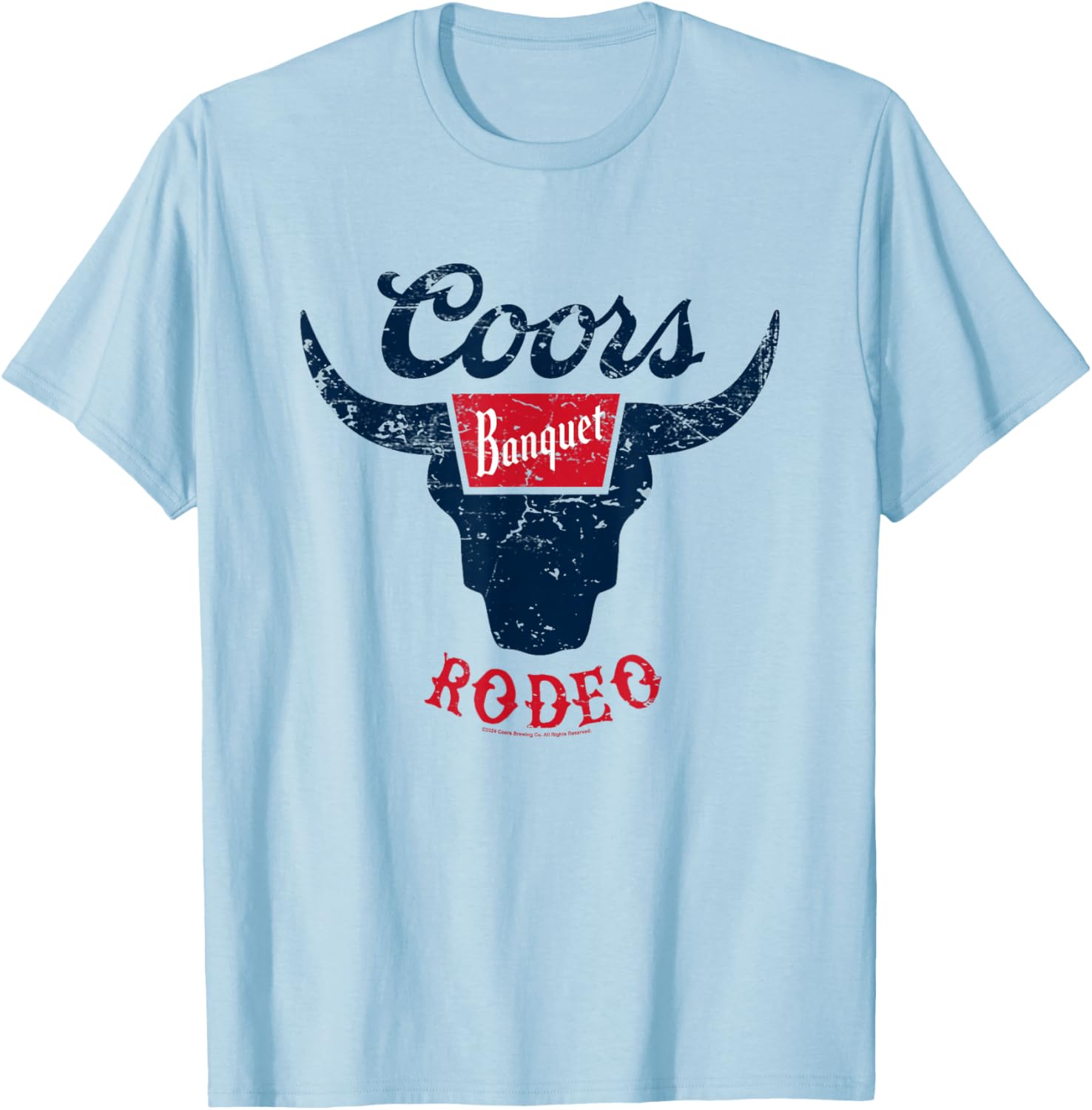 Coors Banquet Rodeo Bull Horns Distressed Badge T-Shirt for Fans - 2