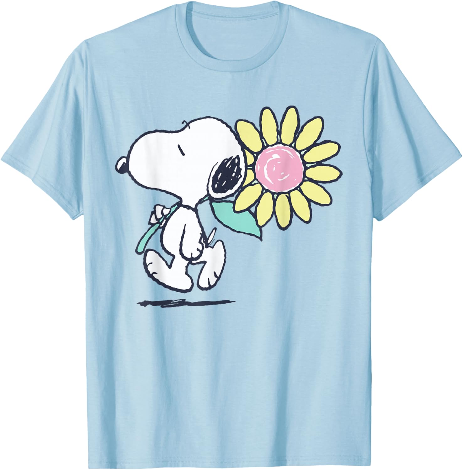 Snoopy Pink Daisy Flower T-Shirt for Fun Peanuts Fans and Fashion Lovers - 7