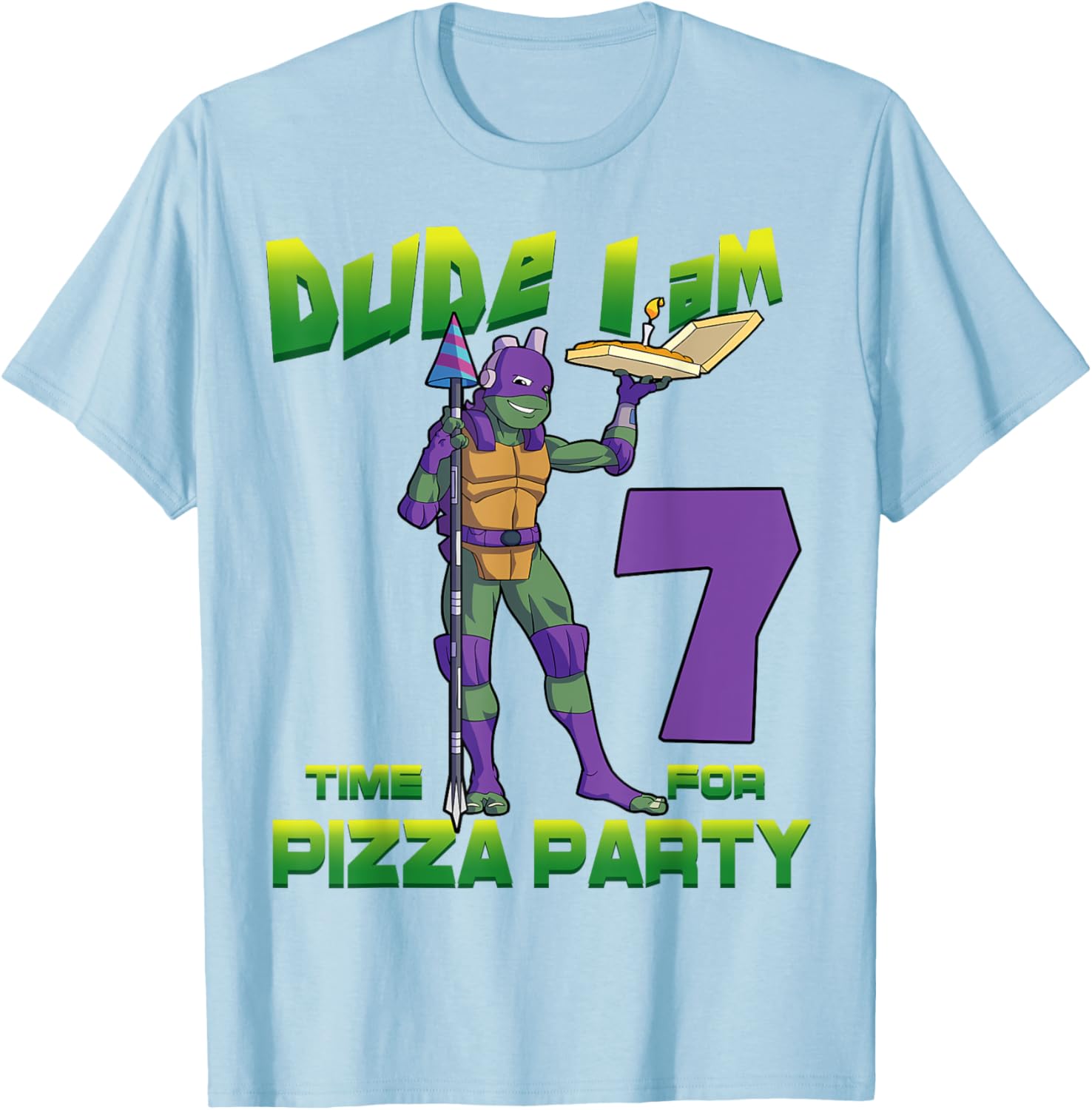 Cool TMNT Donatello Pizza Birthday Party T-Shirt for 7 Year Old Boys - 13
