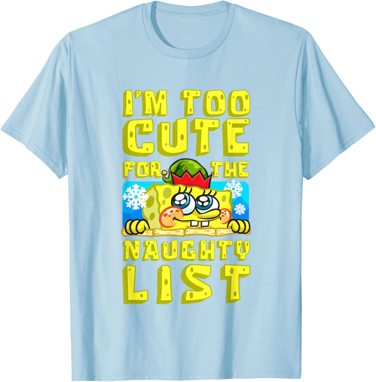 SpongeBob Christmas I'm Too Cute for the Naughty List T-Shirt Gift - 10
