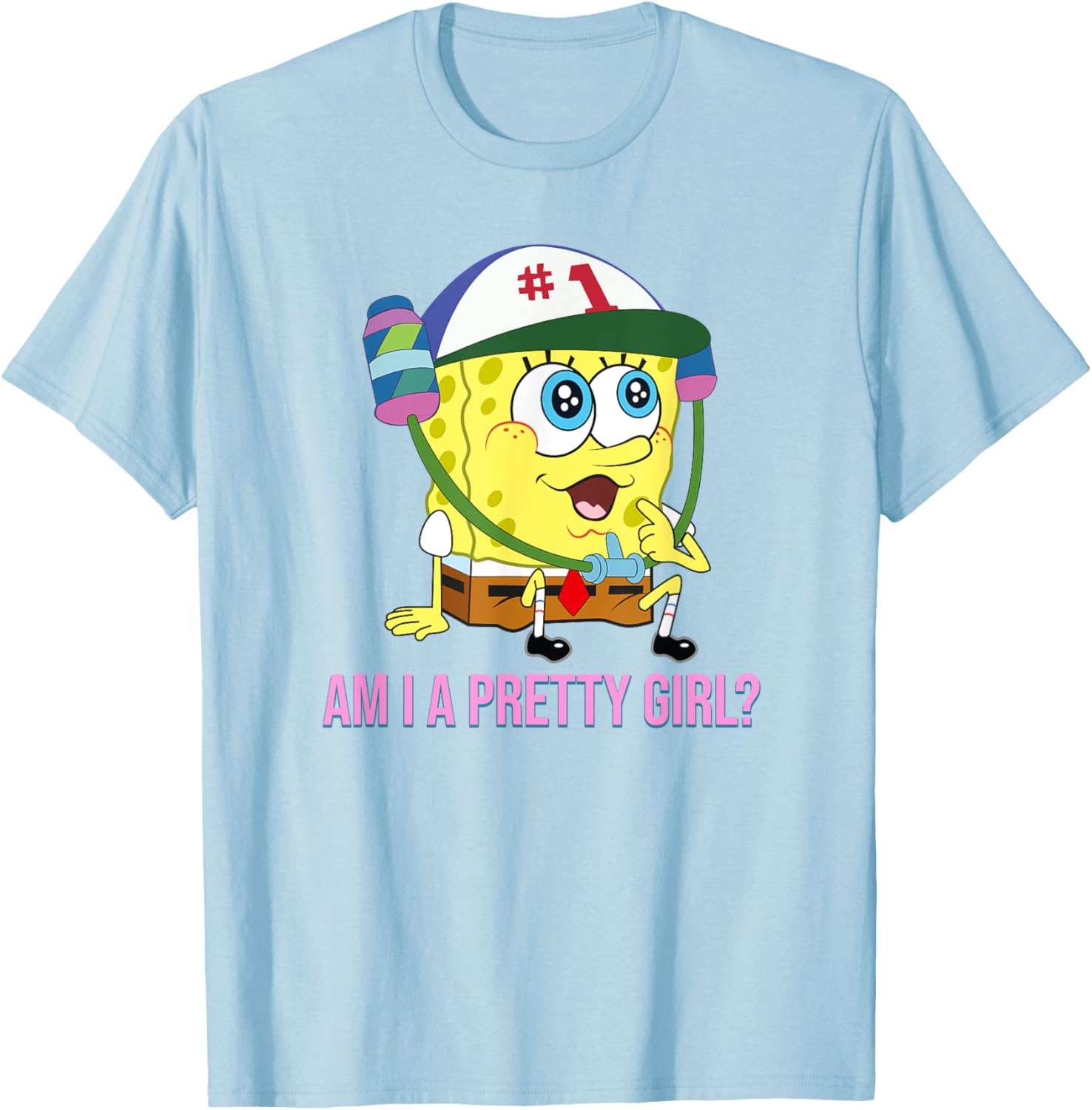 Cute SpongeBob SquarePants Am I a Pretty Girl T-Shirt for Fun Fashion - 8
