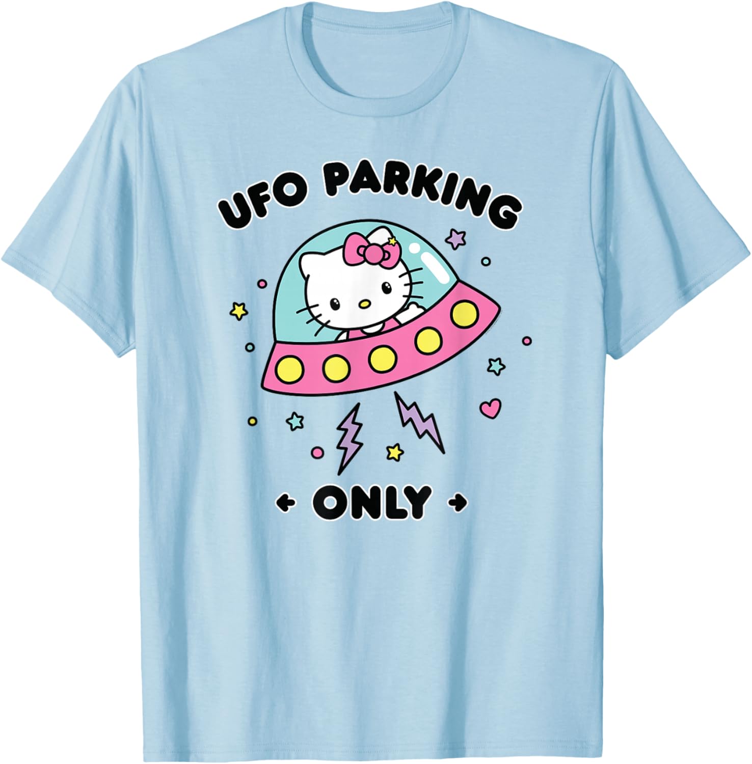 Hello Kitty UFO Parking Only Area 51 Alien Spaceship T-Shirt for Fun Lovers - 5