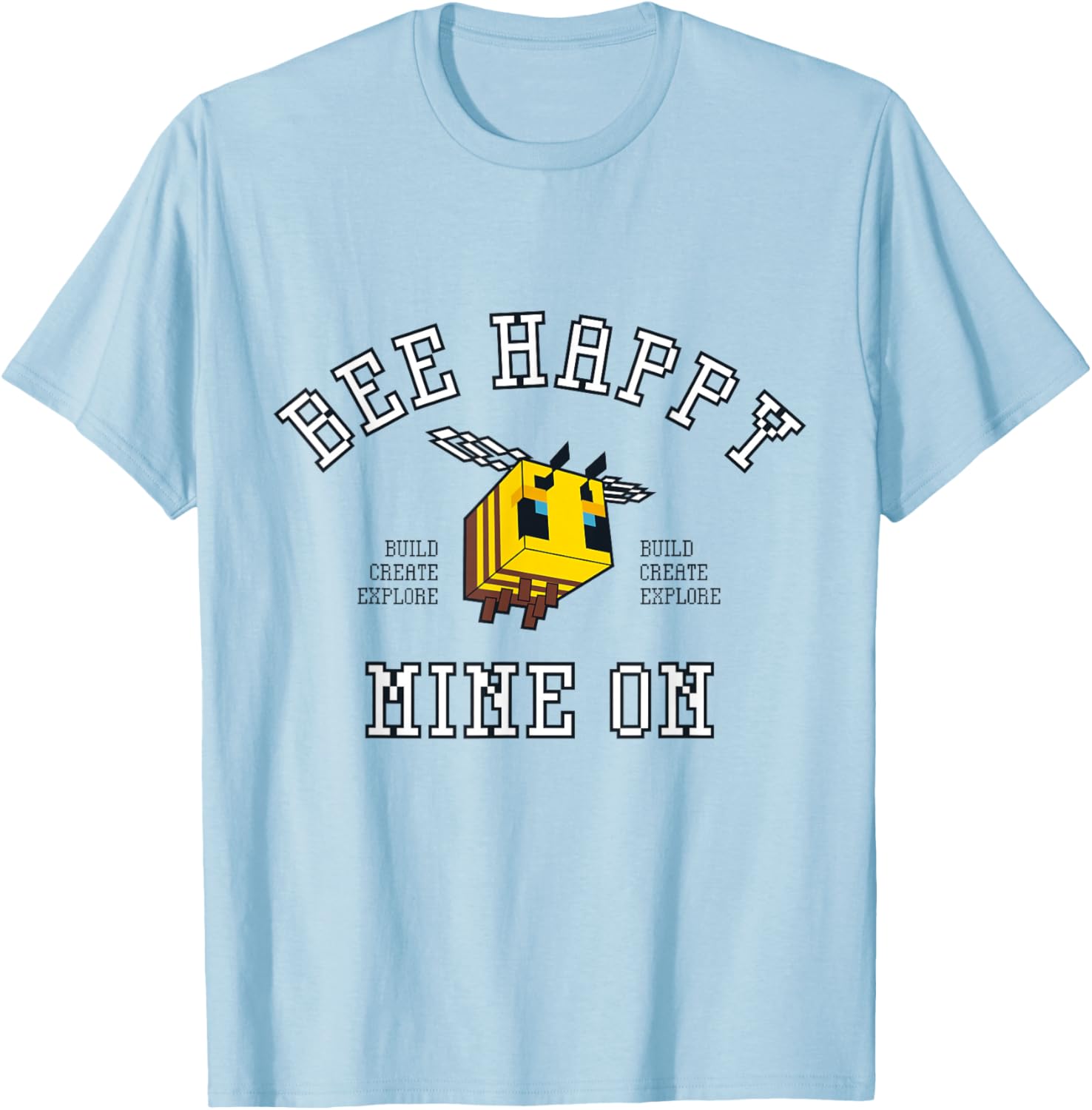Minecraft Bee Happy T-Shirt for Gamers - Build Explore Create Fun Apparel - 5