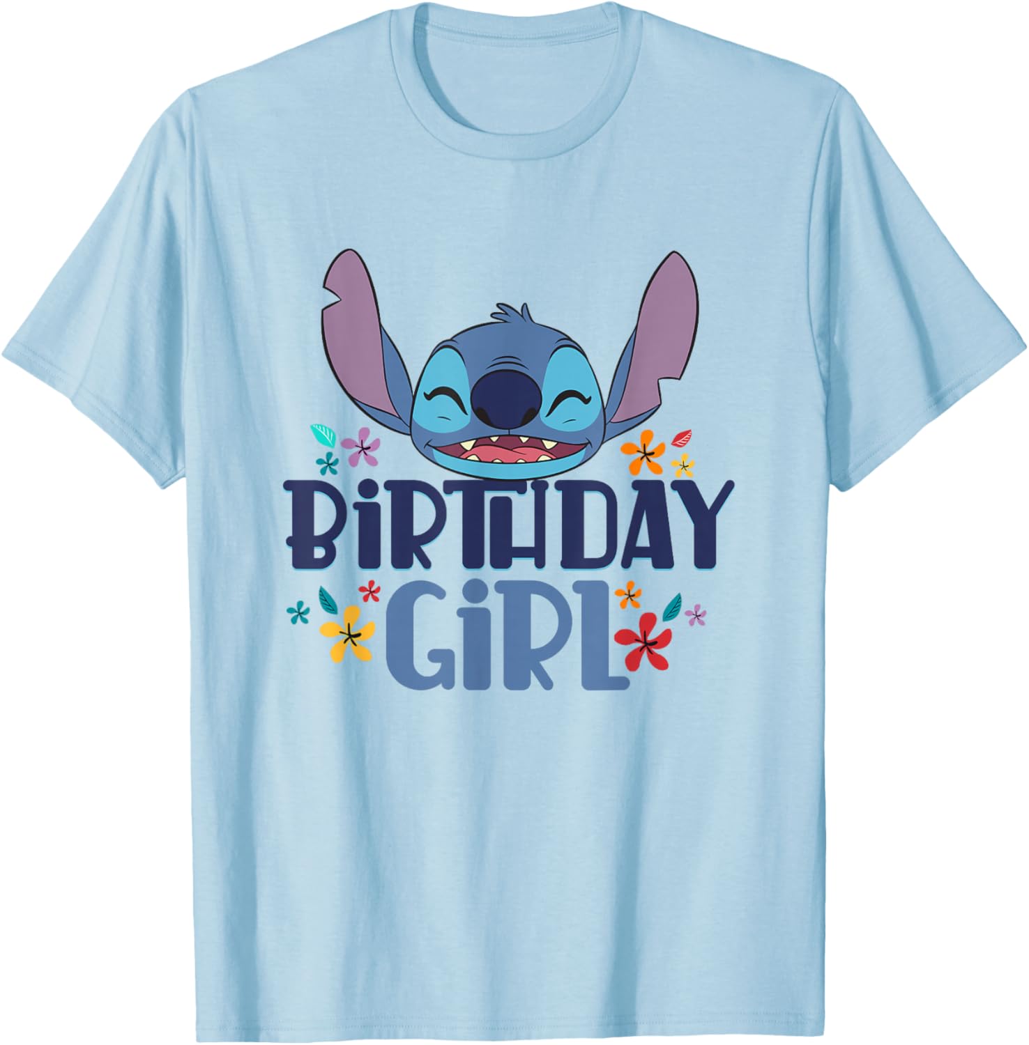 Lilo & Stitch Birthday Girl Floral Logo T-Shirt for Kids and Teens - 3