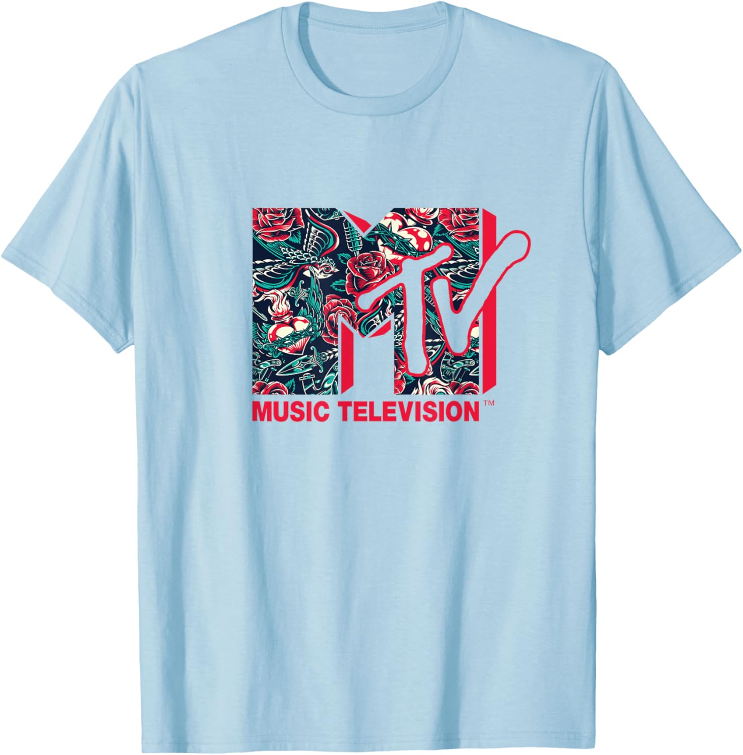 Mademark x MTV Official Logo Roses Tattoo Style T-Shirt for Fans - 6