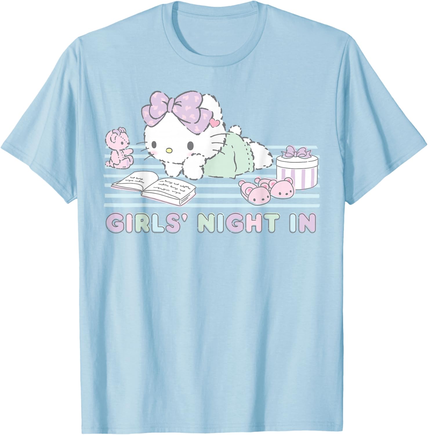 Hello Kitty Girls Night In Reading Short Sleeve T-Shirt for Fun Style - 12