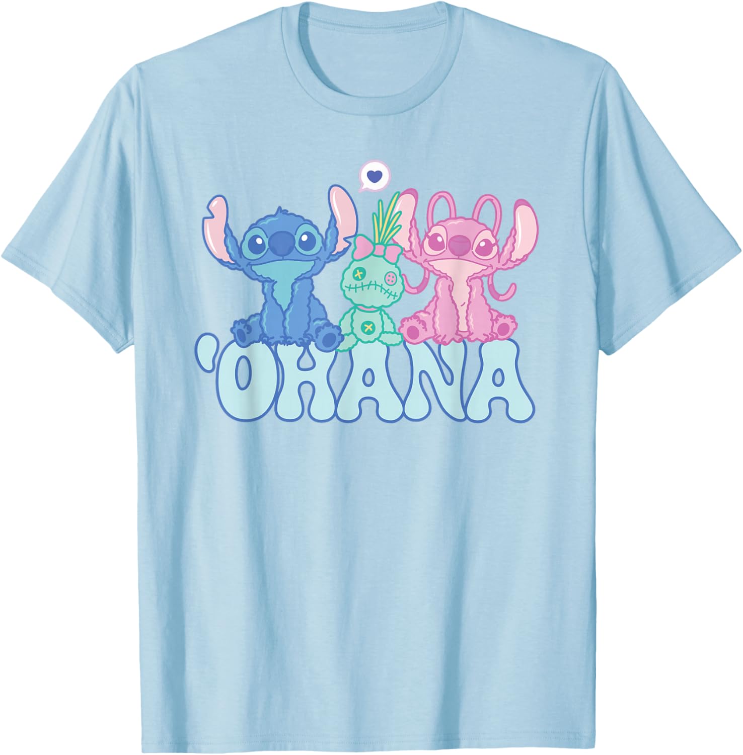 Cute Disney Stitch Ohana T-Shirt with Angel and Scrump for Kids and Adults - 7