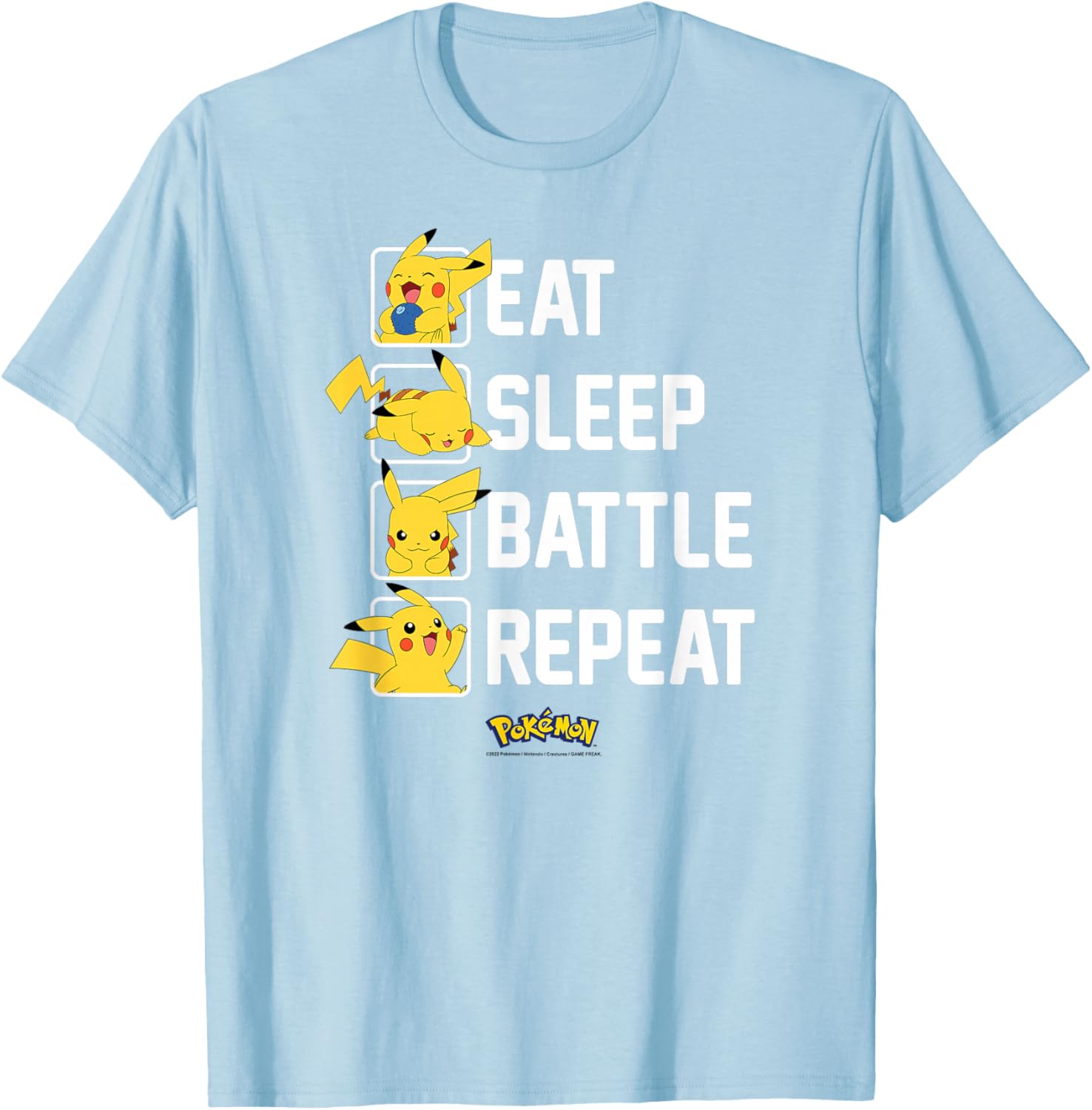 Pikachu Eat Sleep Battle Repeat T-Shirt for Pokémon Fans and Gamers - 9