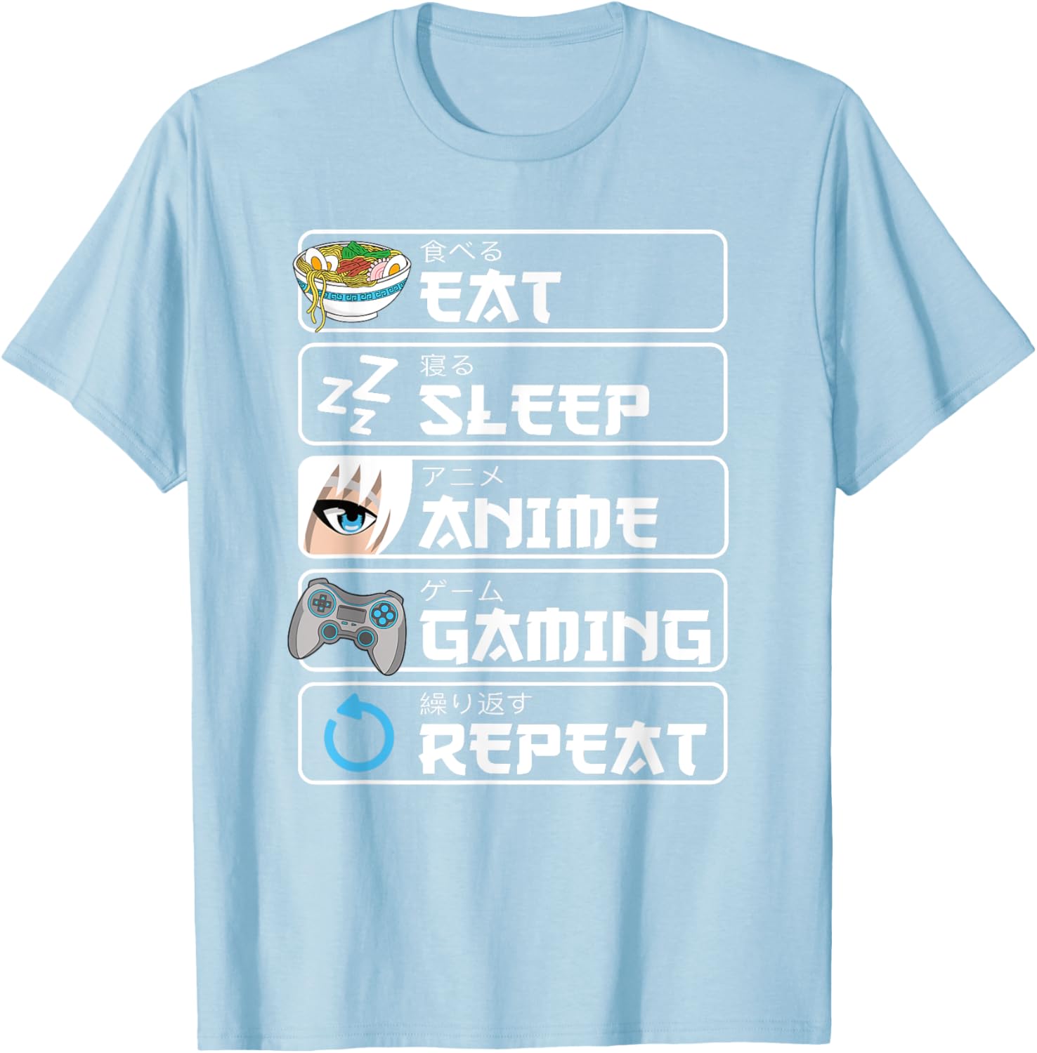 Eat Sleep Anime Gaming Repeat T-Shirt for Otaku Boys and Men - 9