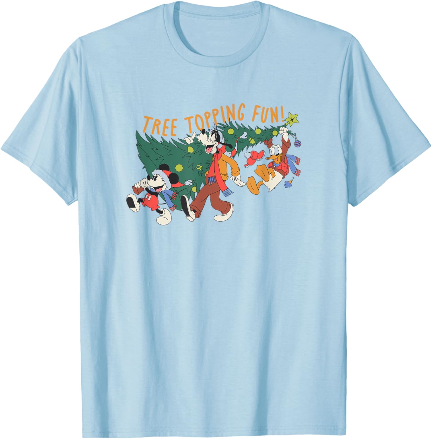Mickey Mouse Goofy Donald Christmas Tree Topping T-Shirt for Men - 8