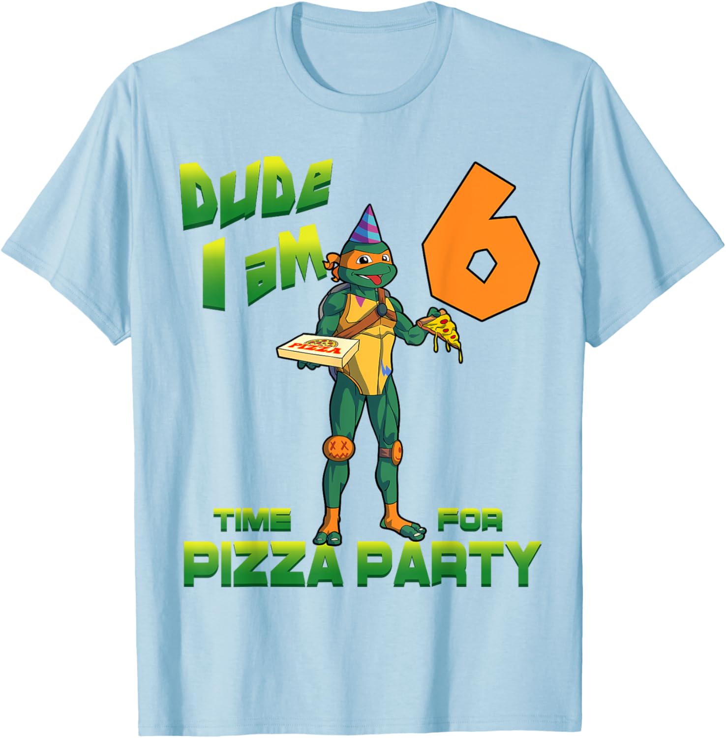 Mademark TMNT Michelangelo Pizza Birthday T-Shirt for 6 Year Olds - 9