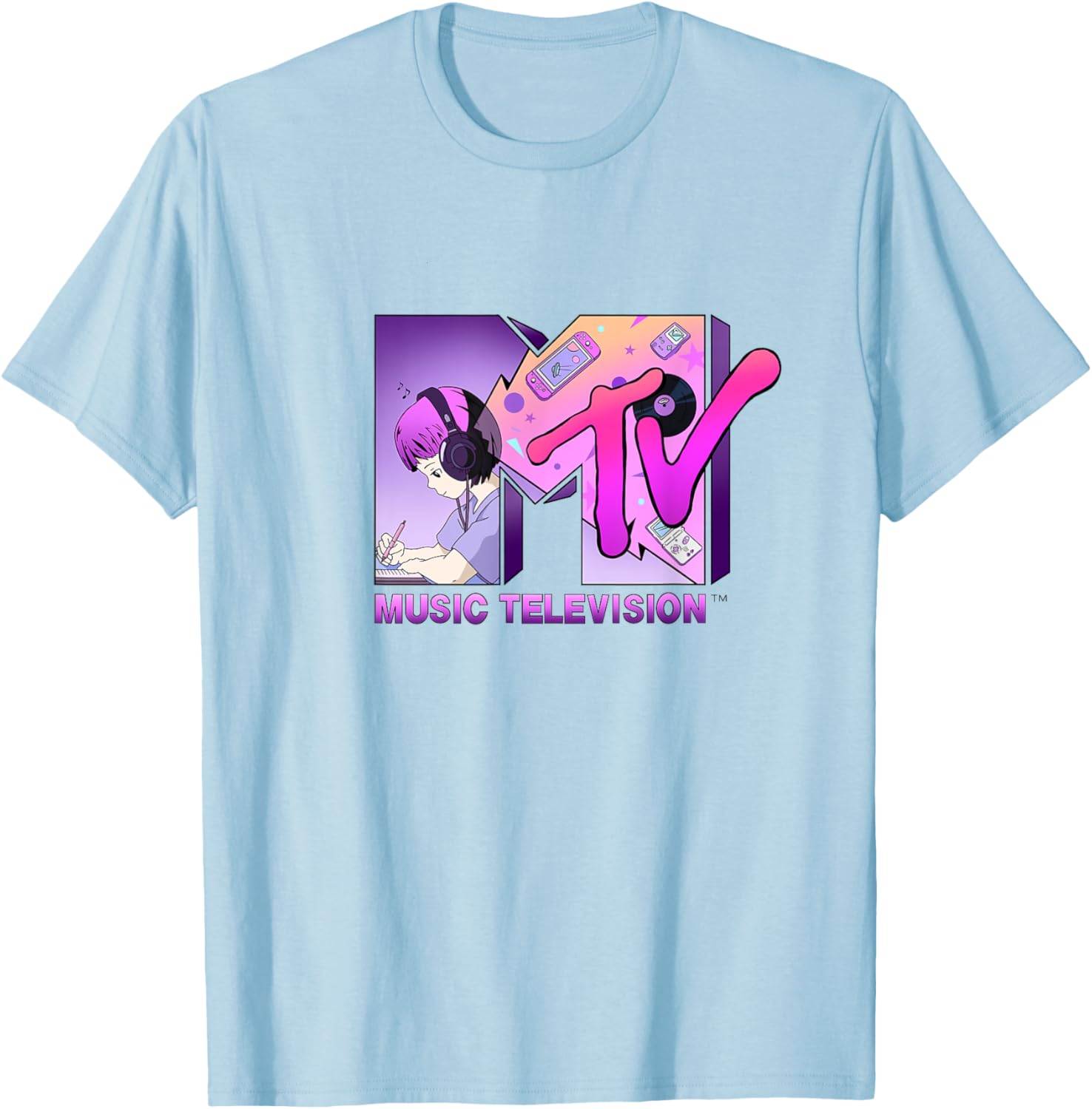 Mademark x MTV Anime Gamer Style T-Shirt with Official MTV Logo - 1