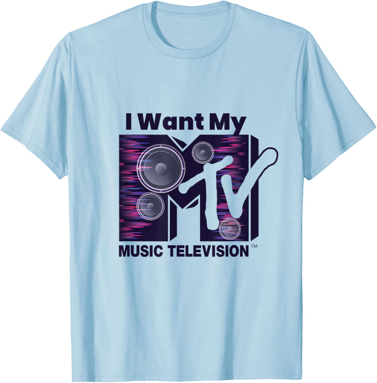 Mademark x MTV Violet Blue T-Shirt with Iconic Logo and Boom Box Design - 23