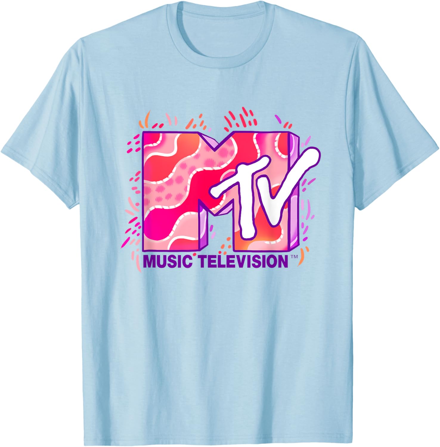 Mademark x MTV Funky Pink and Purple Waves Logo T-Shirt for Cool Style - 9