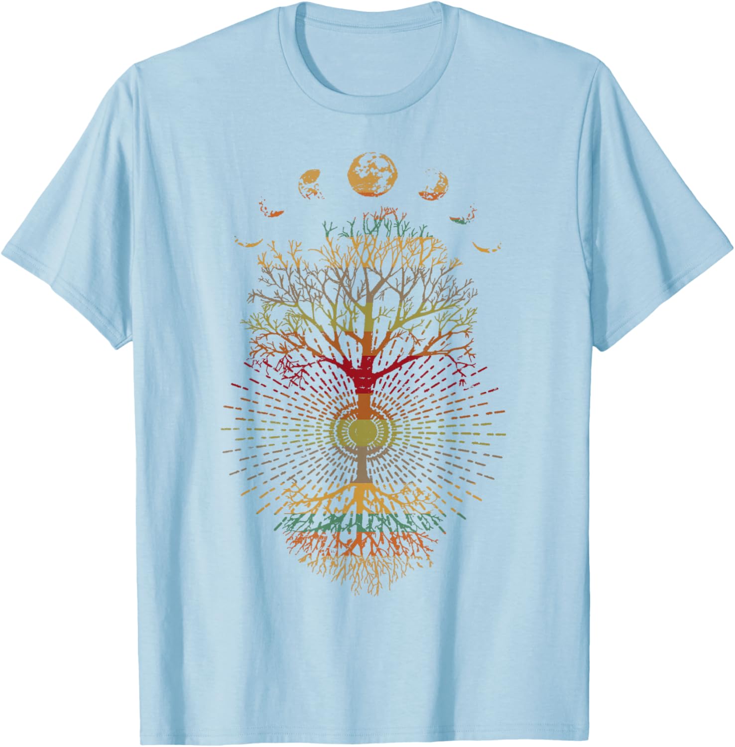 Phases of the Moon Retro Tree of Life T-Shirt 60s 70s Vibe - 21