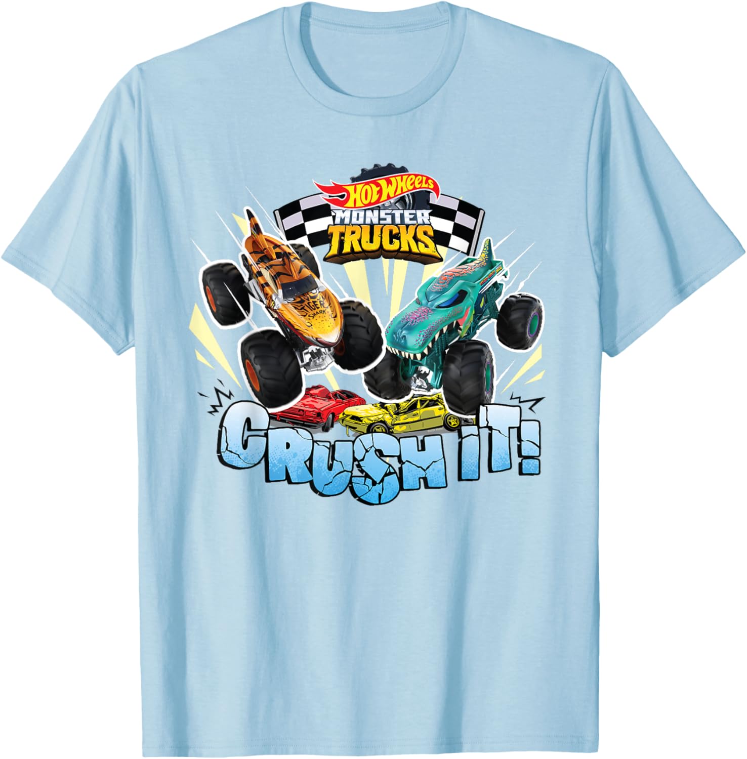 Hot Wheels Monster Trucks Crush It T-Shirt for Kids Fun and Style - 1