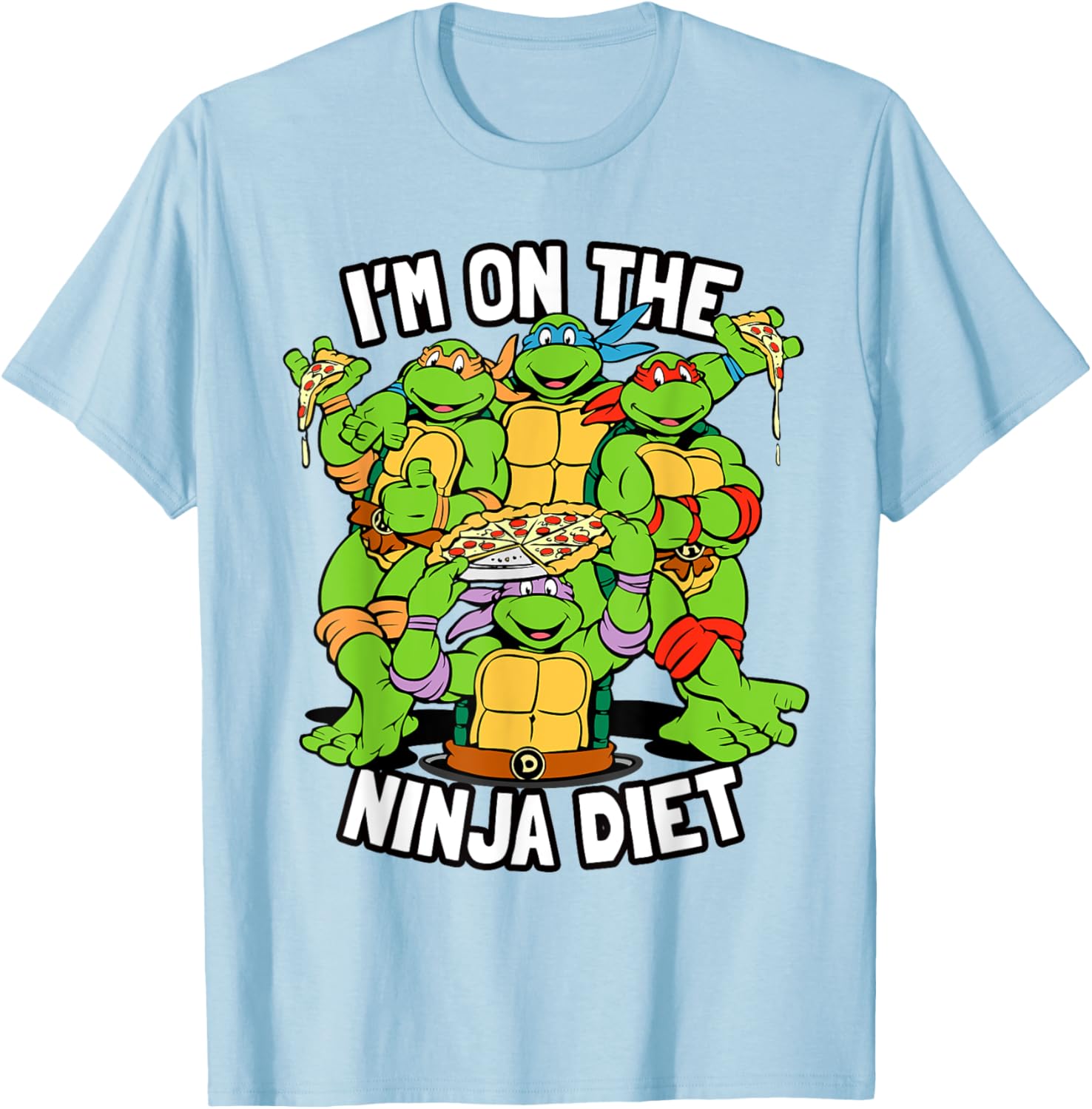 Mademark TMNT Pizza T-Shirt I'm on the Ninja Diet Fun Graphic Tee - 1