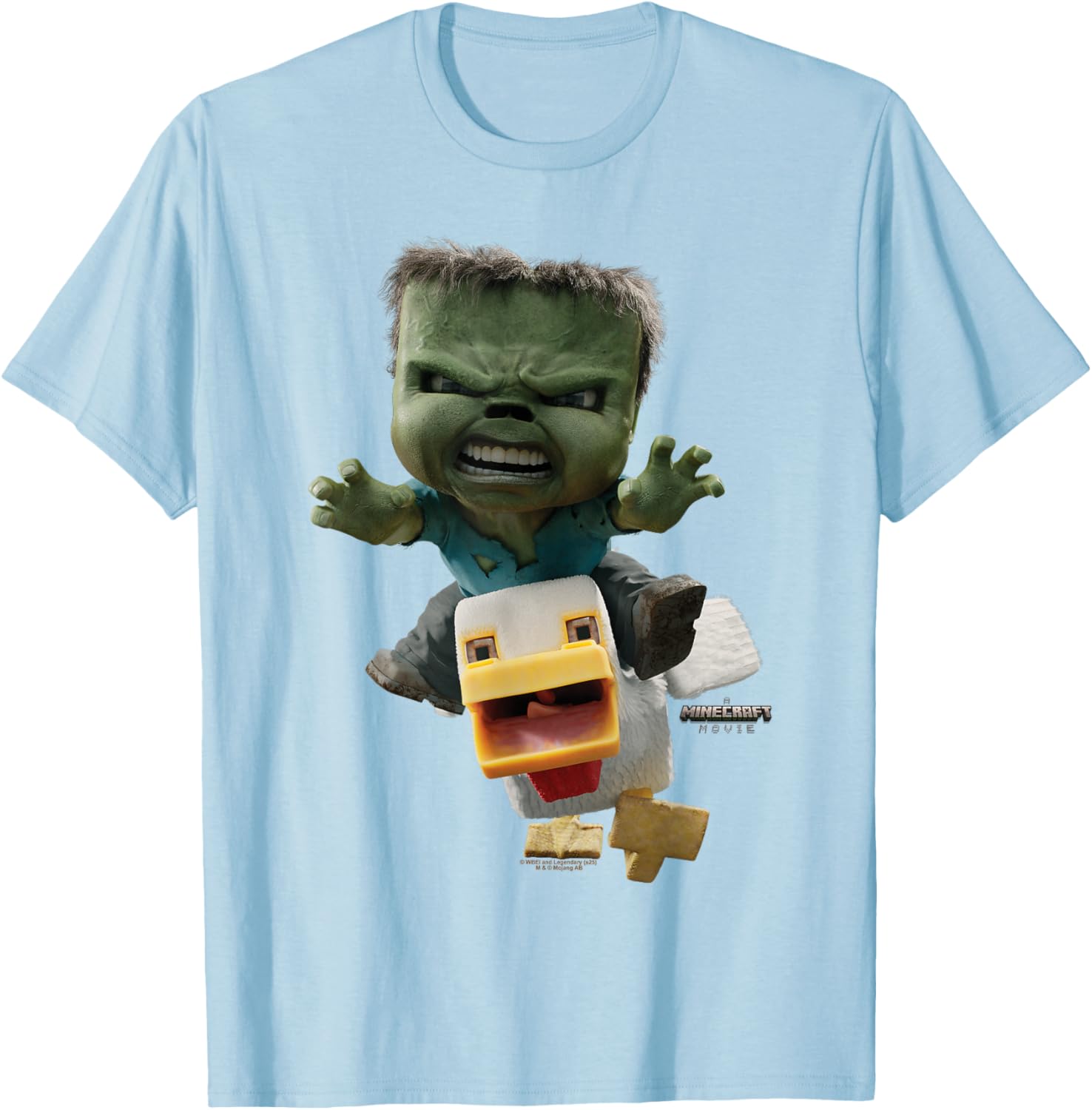 Cool Minecraft Movie Chicken Jockey Baby Zombie Attack T-Shirt for Kids - 6