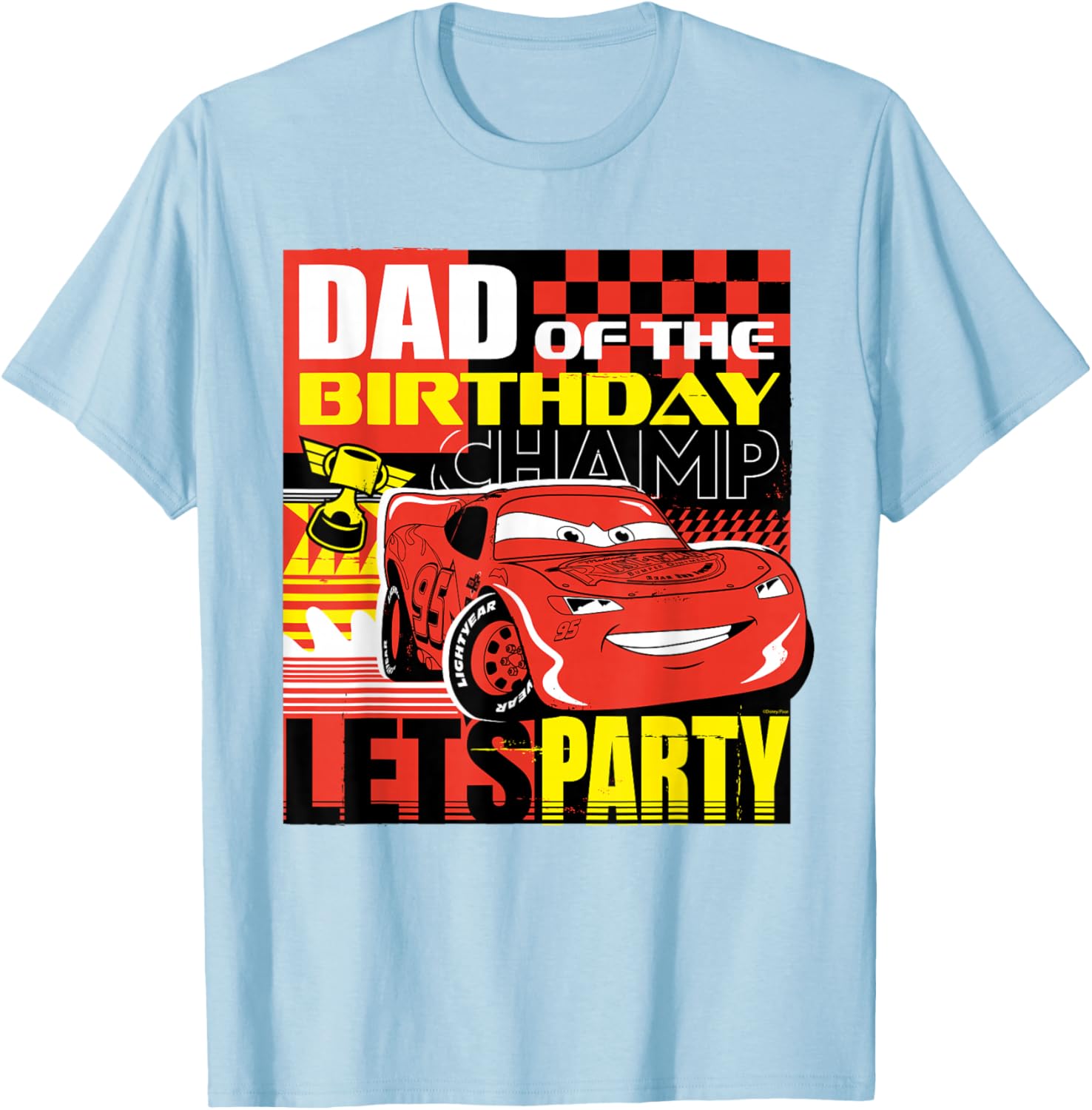 Disney Pixar Cars Dad of the Birthday Champ T-Shirt Fun Party Wear - 15