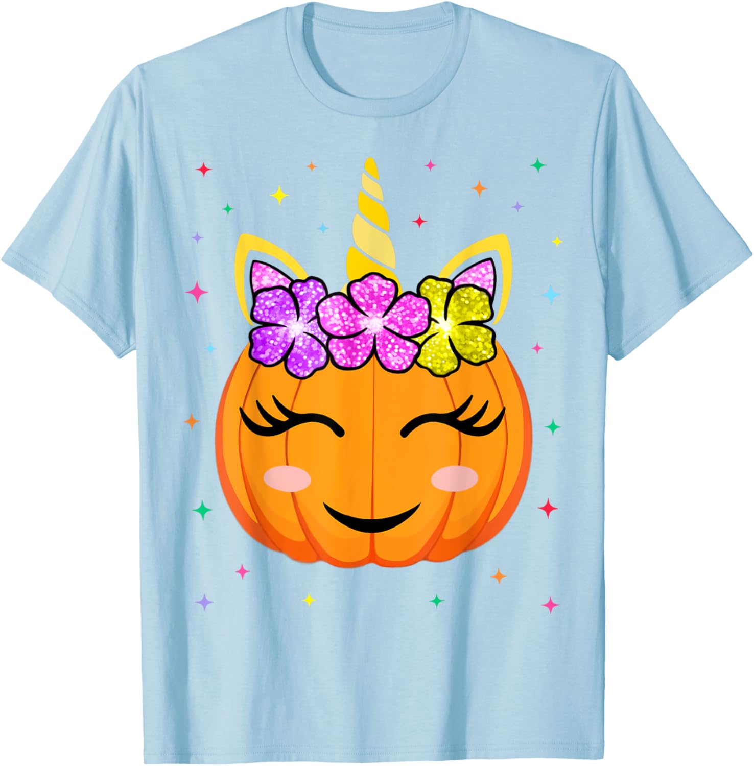 Cute Unicorn Pumpkin Halloween T-Shirt for Girls - Fun Kids Costume - 12