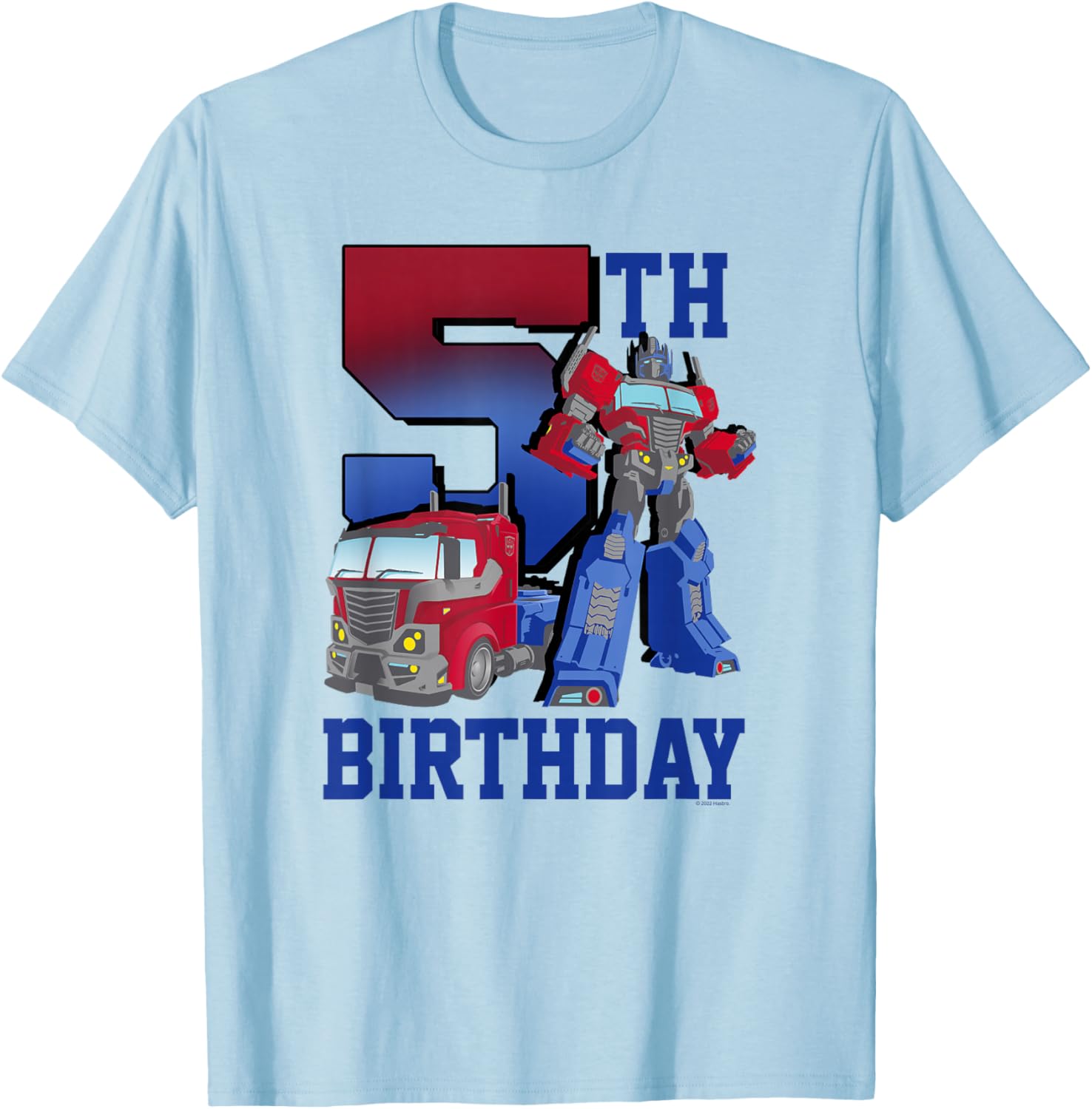 Transformers Optimus Prime 5th Birthday Gradient Poster T-Shirt for Kids - 4