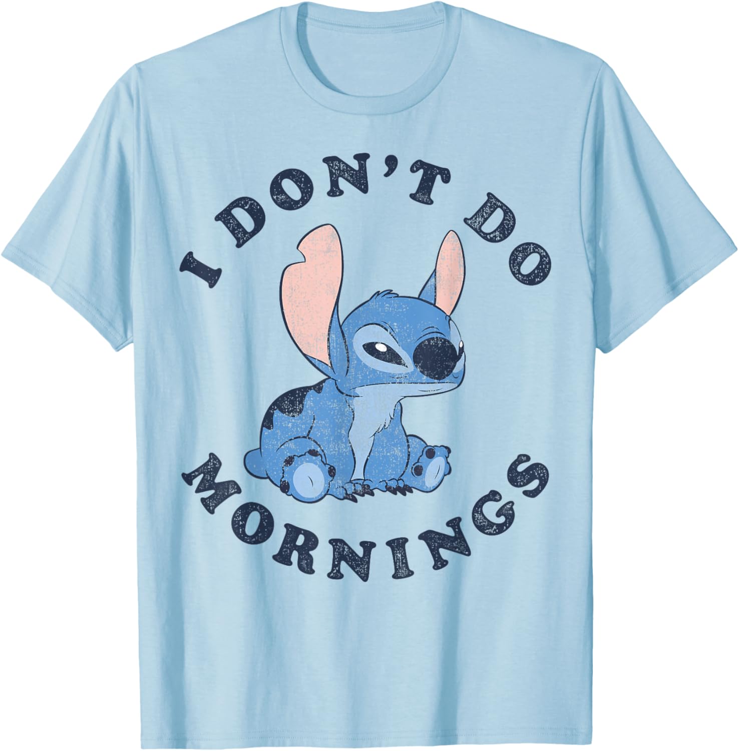 Disney Lilo & Stitch I Don't Do Mornings Distressed T-Shirt for Fans - 2