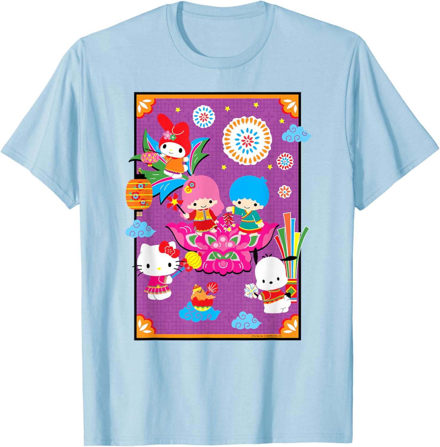 Hello Kitty & Friends Lunar New Year T-Shirt for Adults - Black, Small - 13