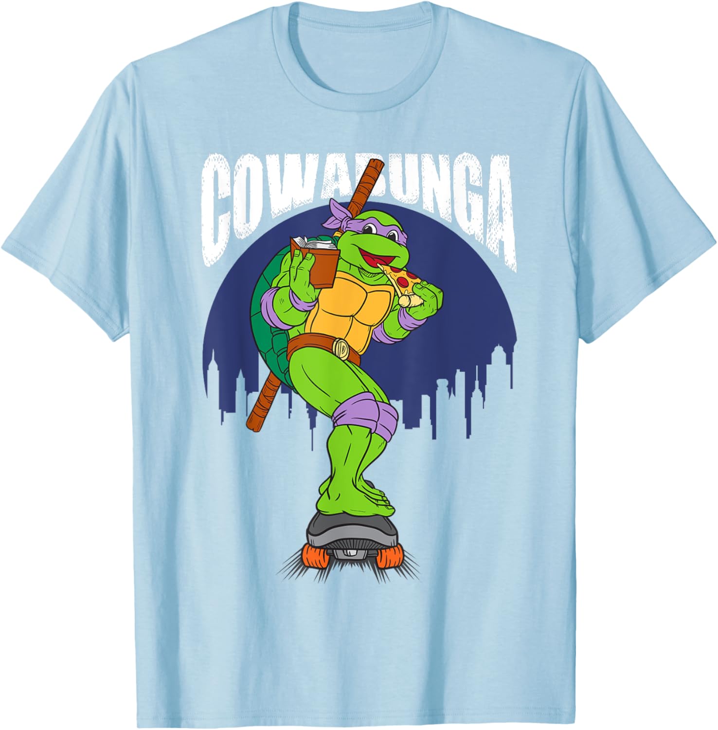 Cowabunga Donatello on Skates Pizza T-Shirt for TMNT Fans - 20