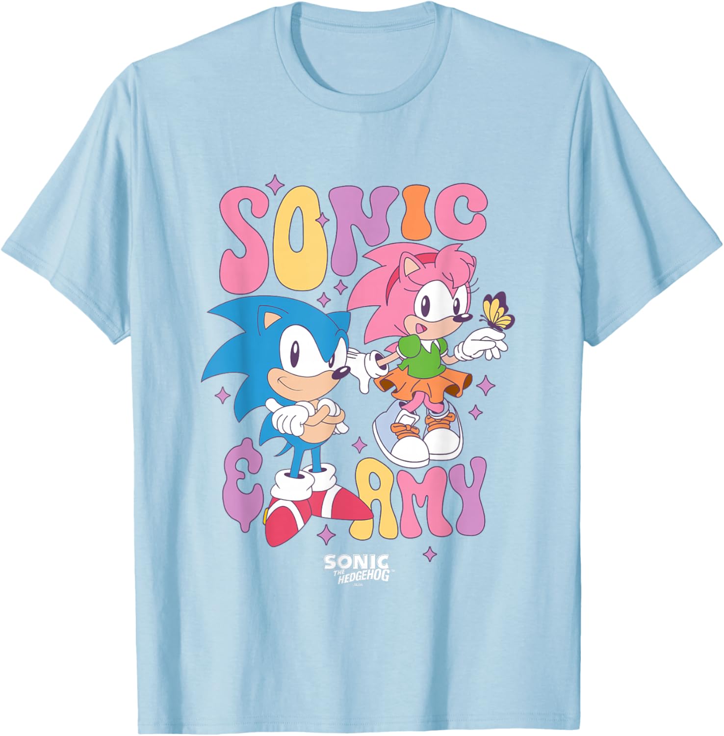 Cute Vintage Sonic & Amy T-Shirt for Fans of Sonic The Hedgehog - 2