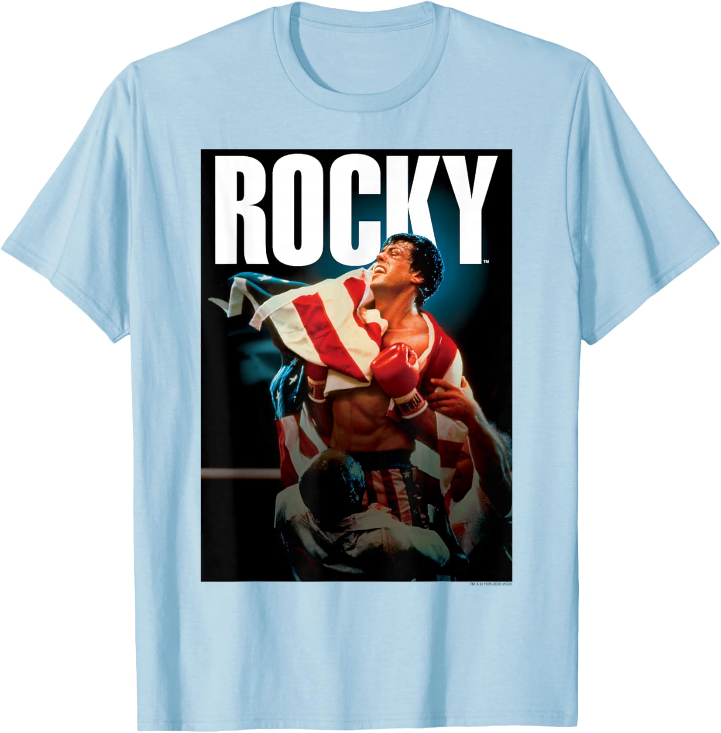 Rocky IV American Flag Portrait T-Shirt for Fans of Classic Movies - 11