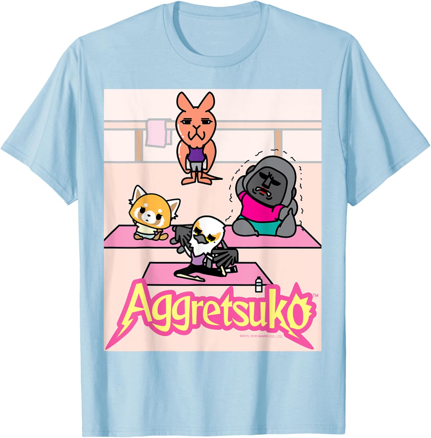 Aggretsuko Yoga Pose Tee Shirt for Fans of Yoga and Anime Style - 1