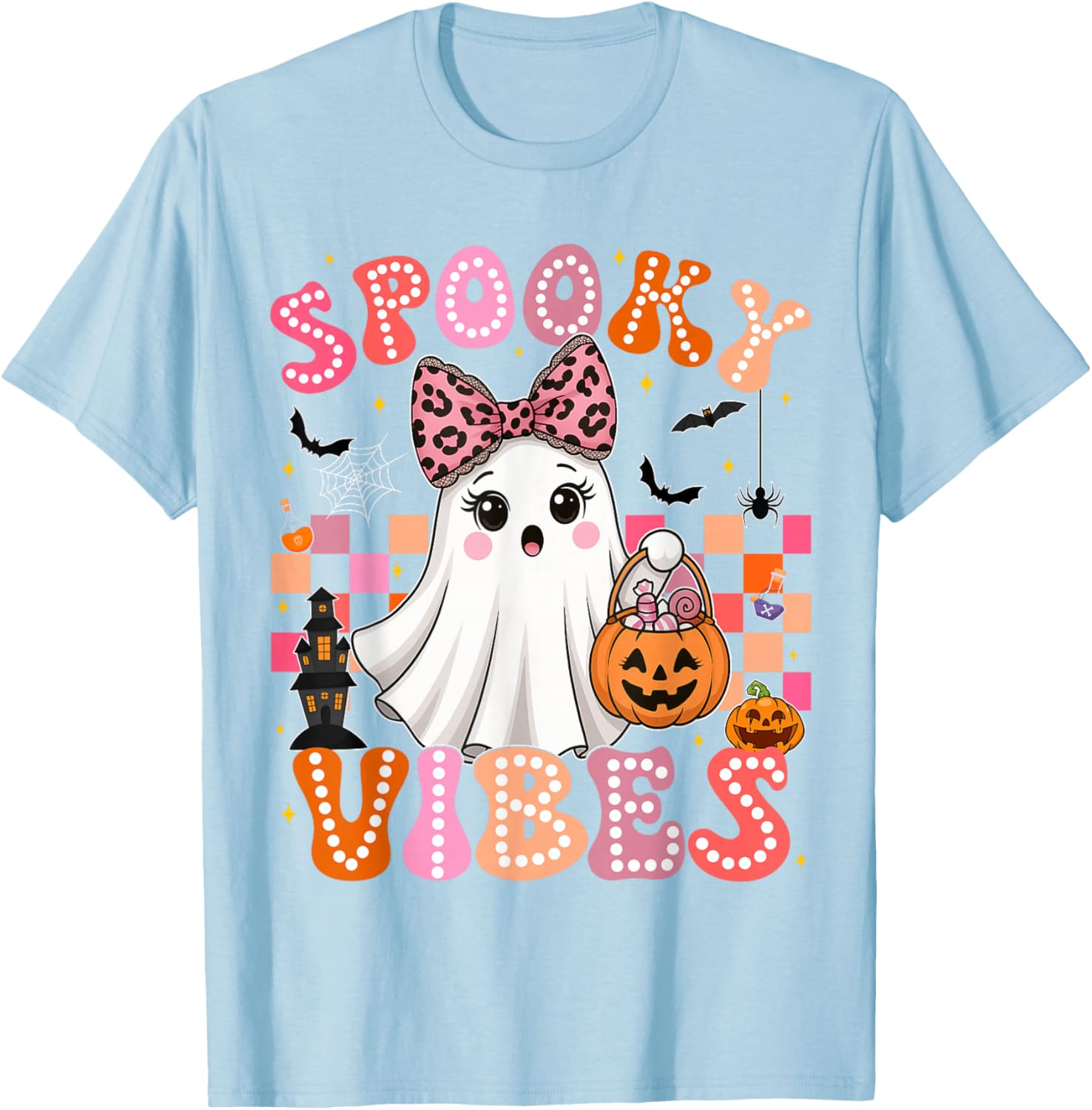 Groovy Spooky Vibes Cute Ghost Halloween T-Shirt for Girls - 6