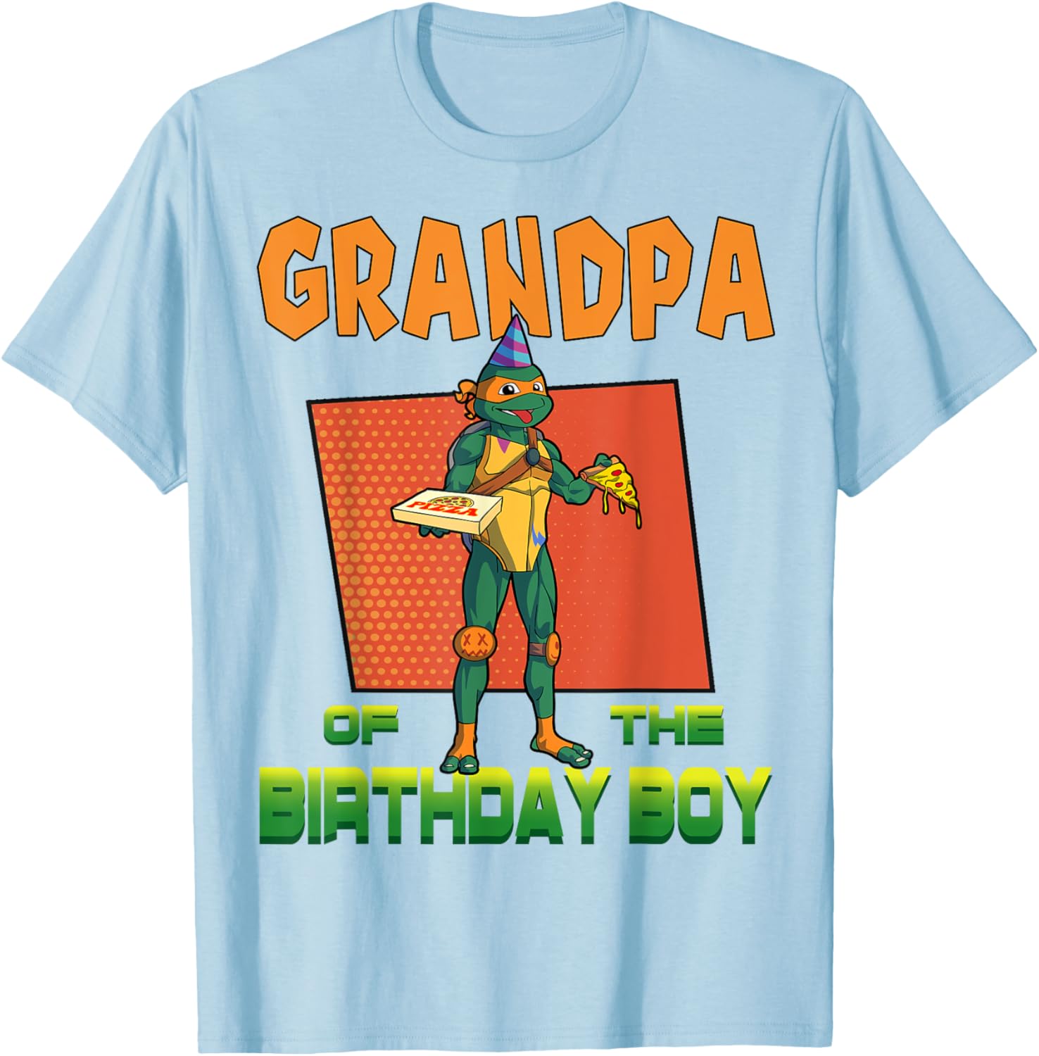 Mademark X TMNT Mikey Grandpa Birthday Pizza Party T-Shirt for Kids - 1