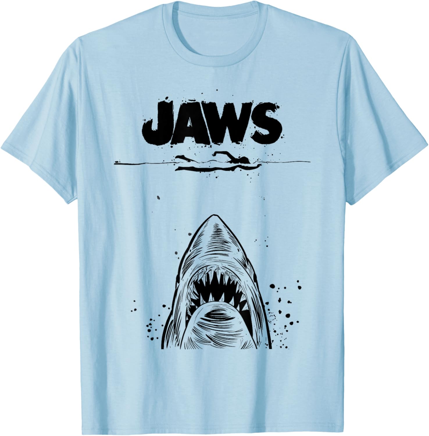 Jaws 50th Anniversary Black and White Sketch 2-Sided T-Shirt - 11