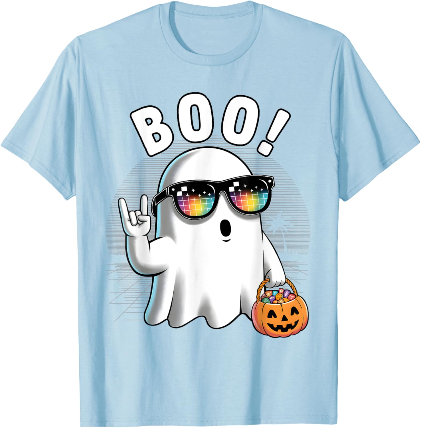 Rock Ghost Retro Halloween Pumpkin T-Shirt for Fun Spooky Style - 21