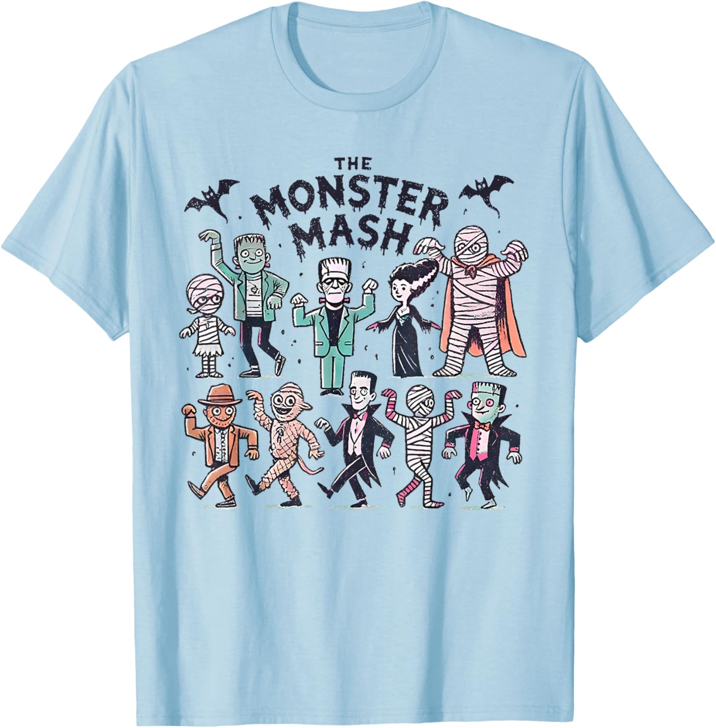 Monster Mash Halloween T-Shirt with Mummy Witch and Vampire Design - 2