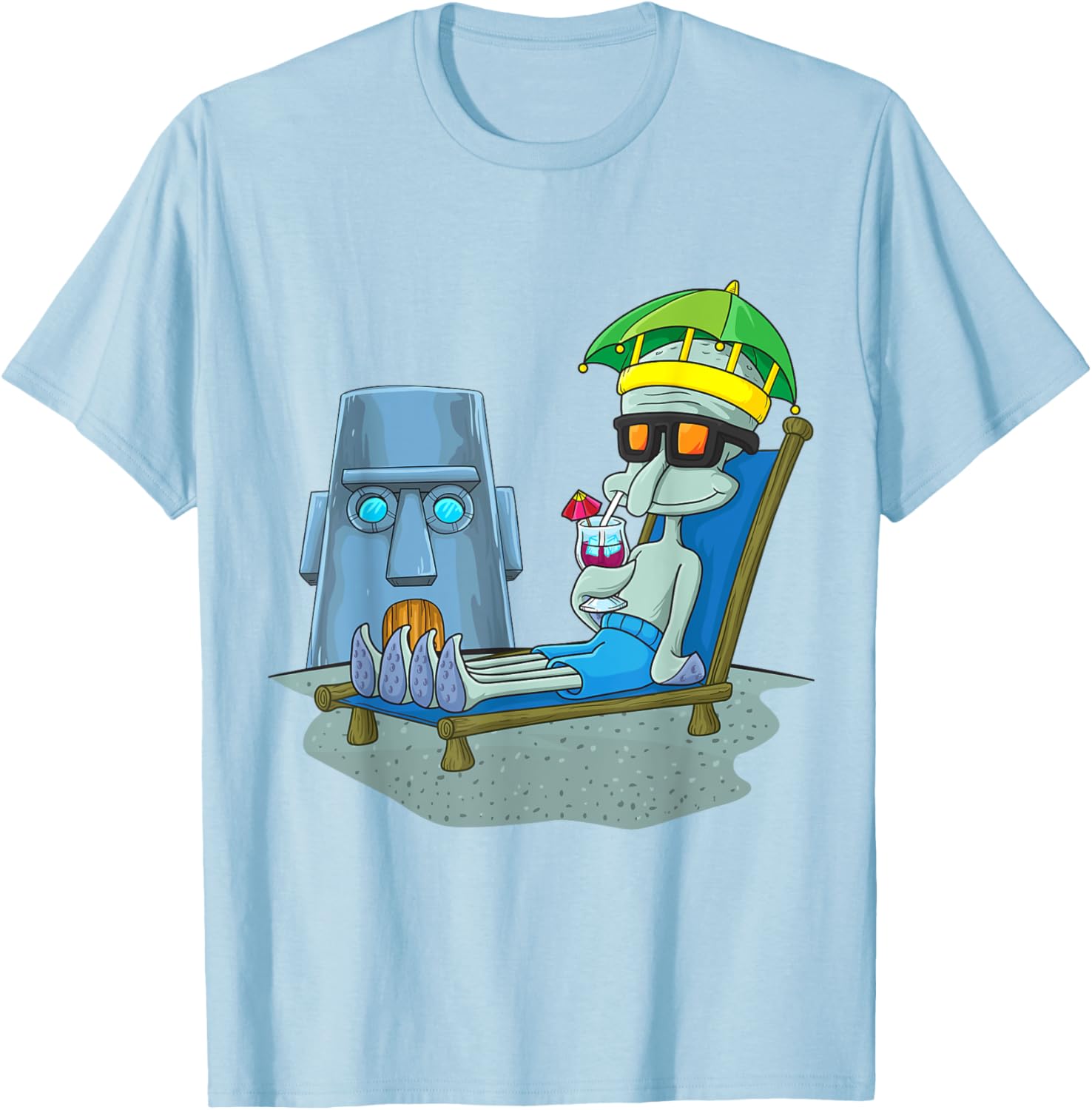 Mademark x SpongeBob SquarePants Squidward Sunbathing T-Shirt for Fans - 3