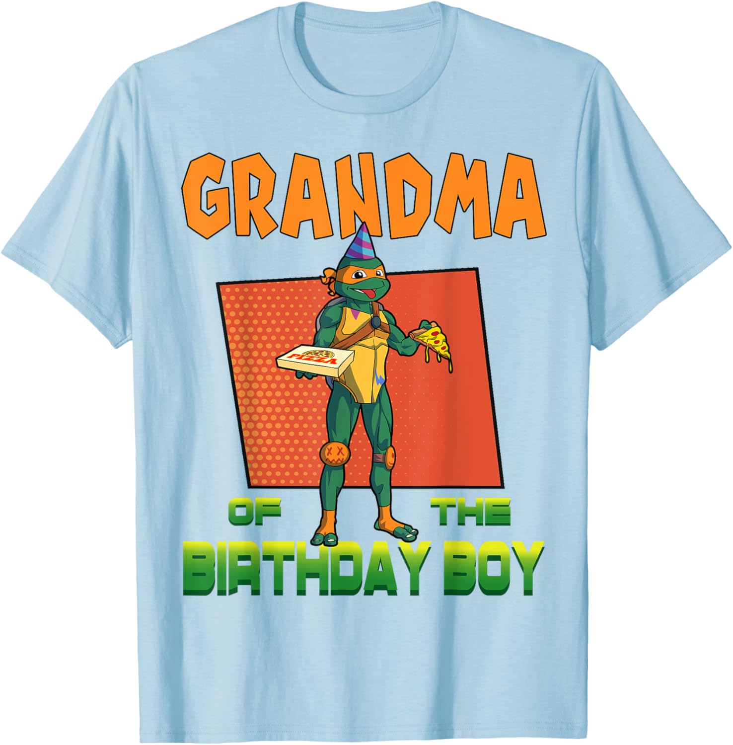 Mademark TMNT Mikey Grandma Birthday Boy Pizza Party T-Shirt for Kids - 11