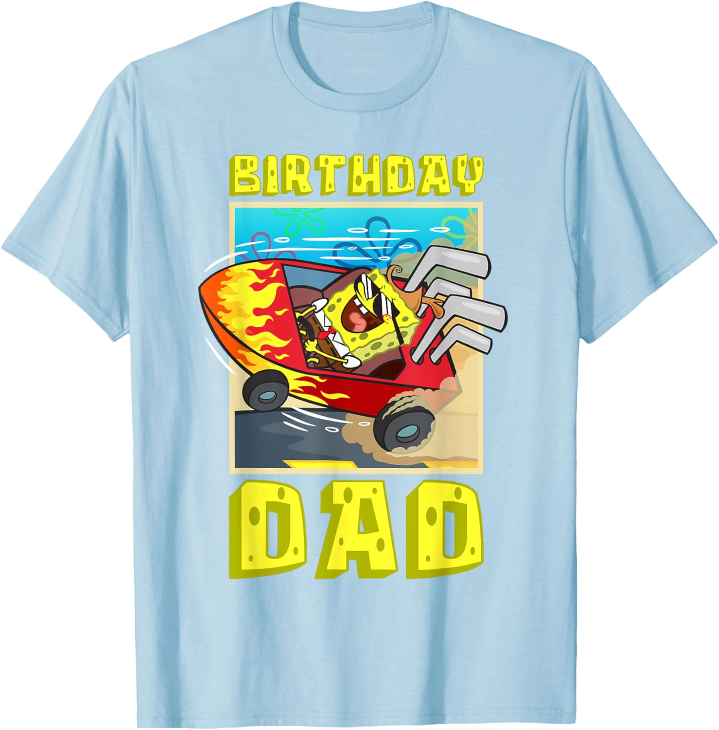 SpongeBob Birthday Dad Driving Super Car T-Shirt for Father's Day Fun - 14