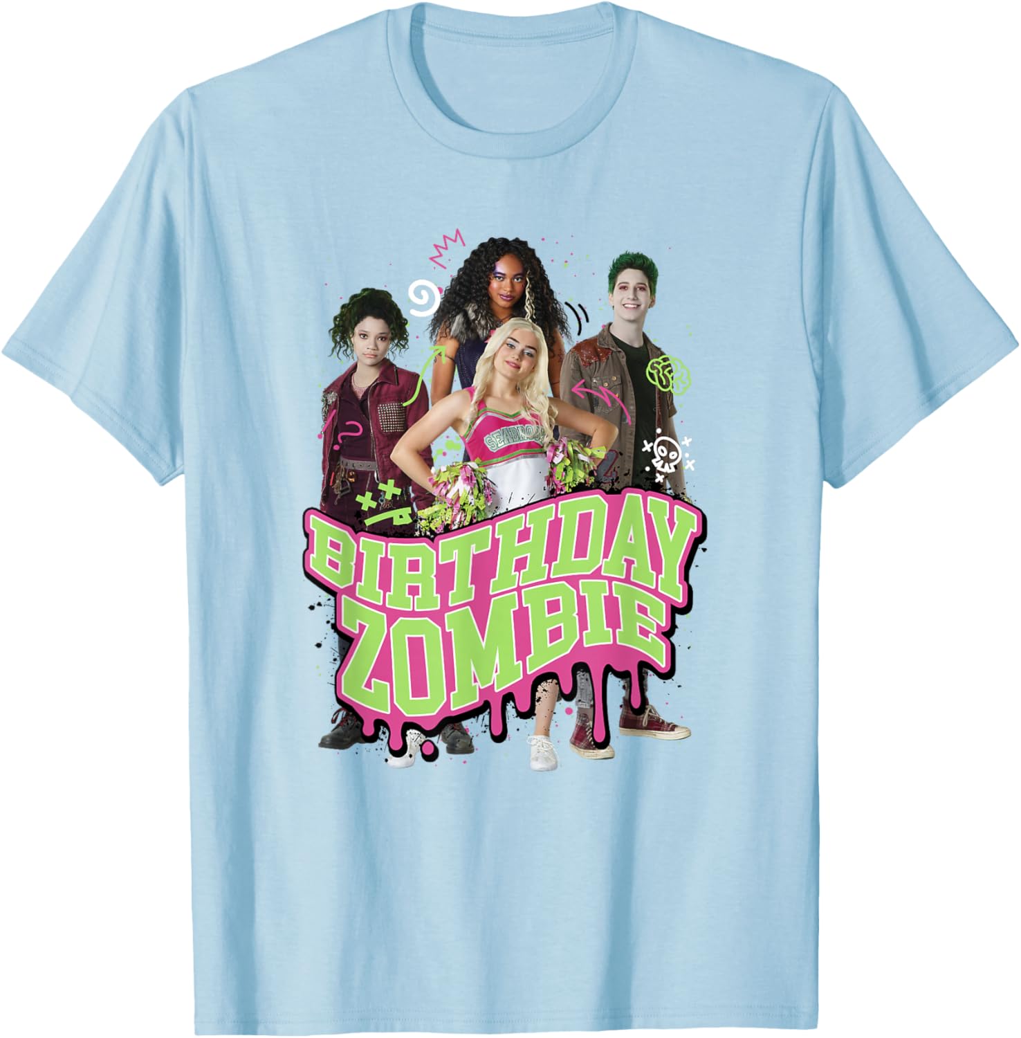 Disney Zombies Birthday Zombie Group Poster T-Shirt for Kids and Fans - 9