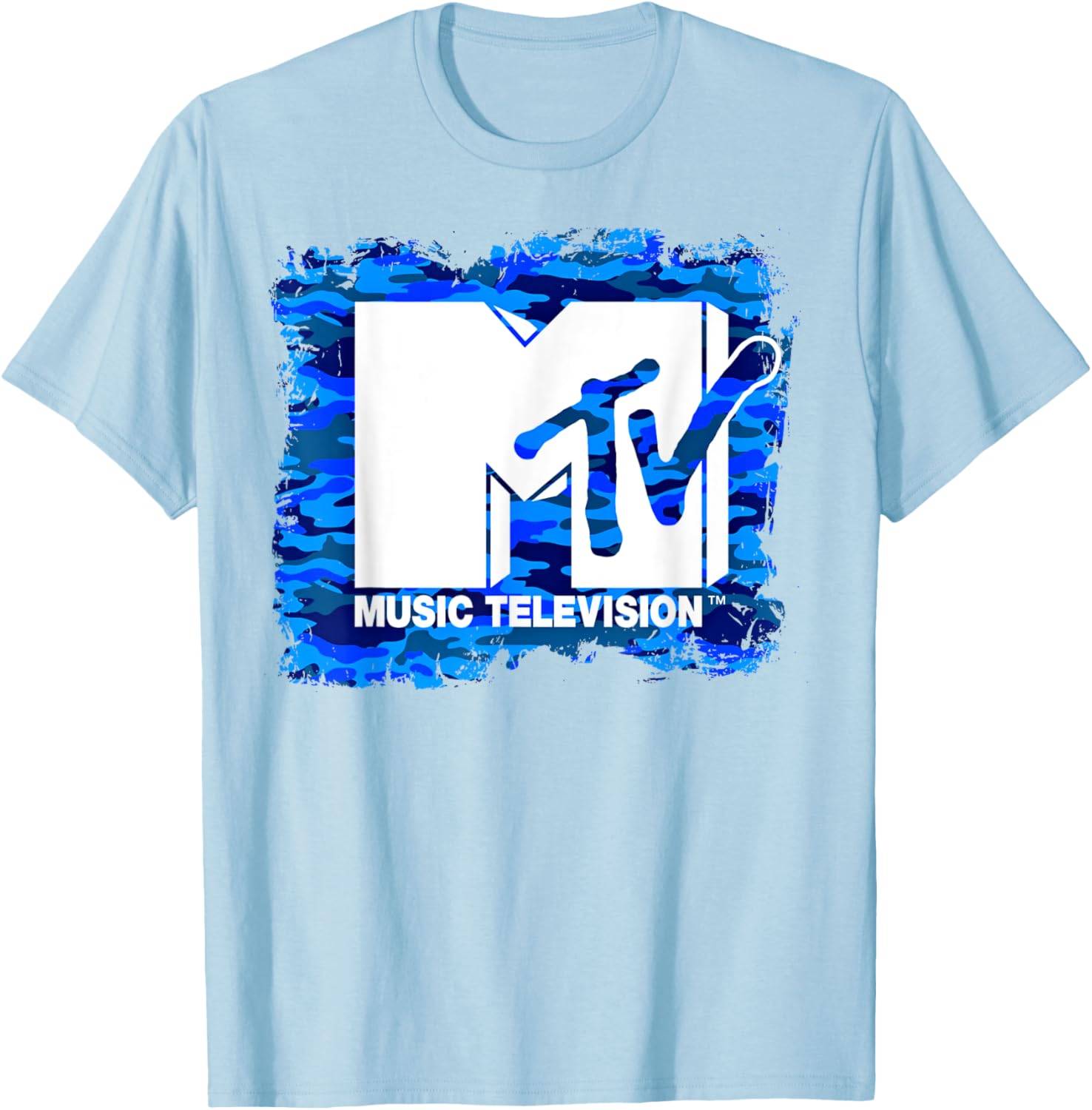 Mademark x MTV Fun Blue Camo Logo T-Shirt for Trendy Style - 6