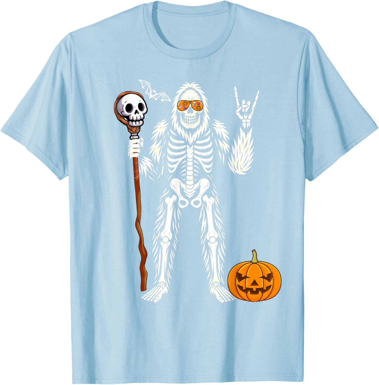 Halloween Skeleton Bigfoot Pumpkin Skull T-Shirt for Men and Boys - 3
