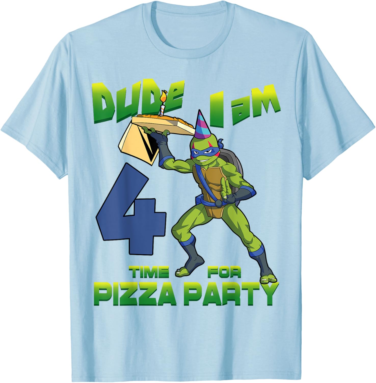 TMNT Leo Pizza Birthday Party T-Shirt for 4 Year Olds - Fun Design - 17