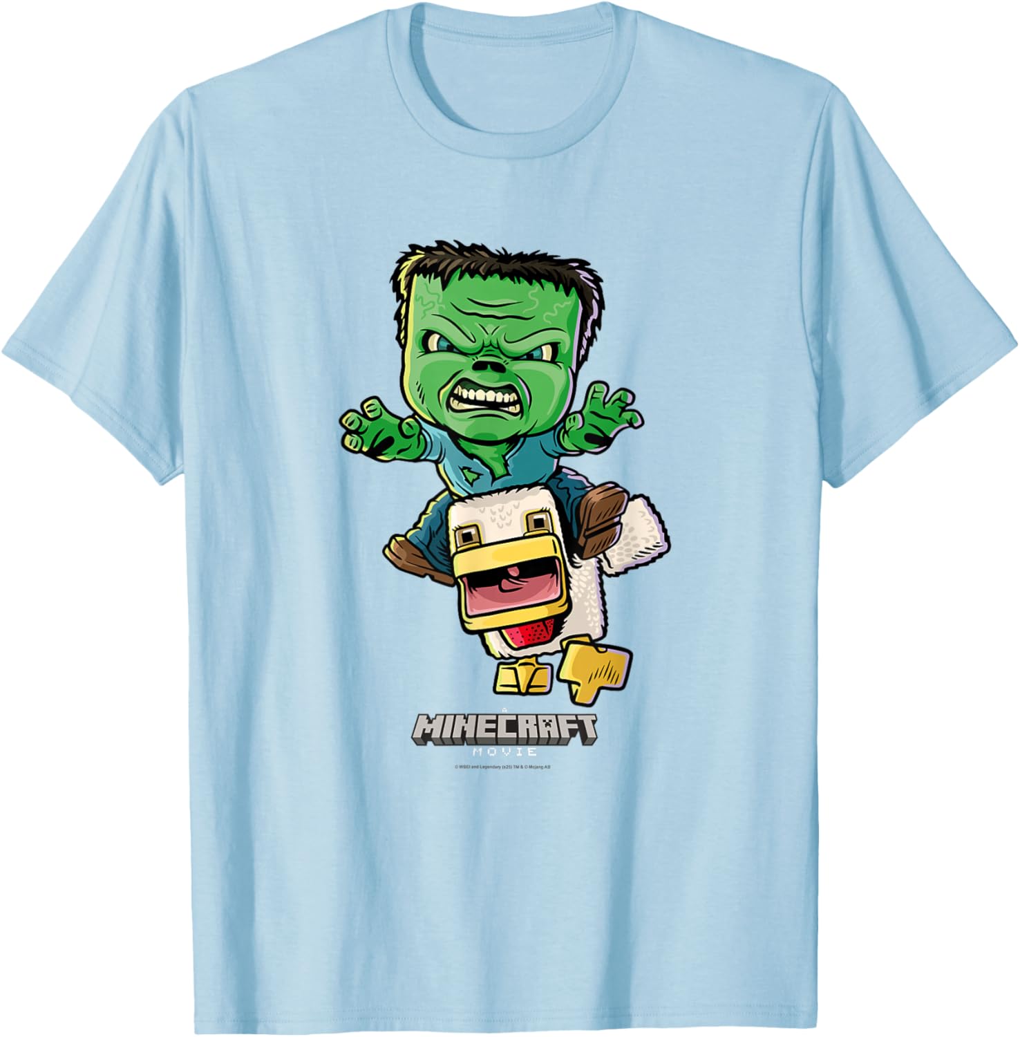 Minecraft Chicken Jockey Baby Zombie Animated T-Shirt for Kids and Fans - 8