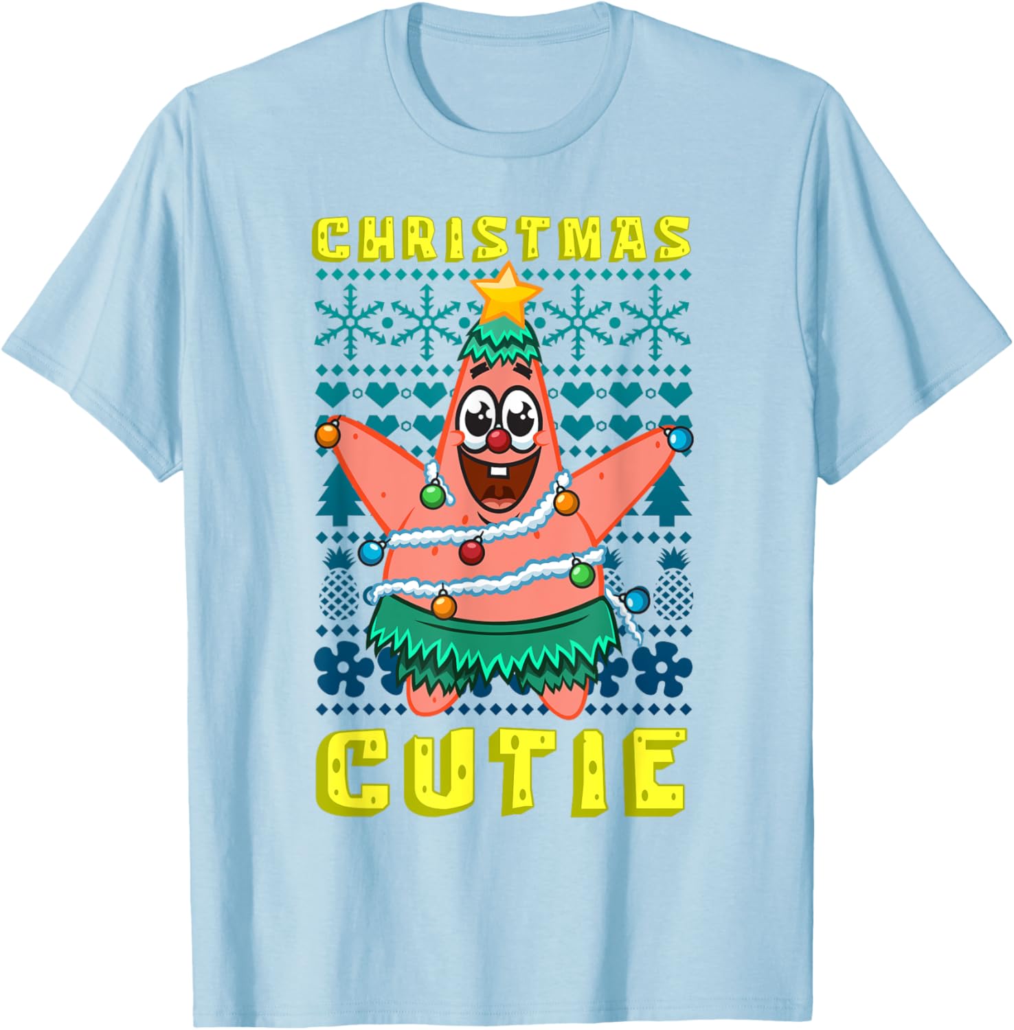 SpongeBob Patrick Star Christmas T-Shirt Cute Holiday Lights Design - 13