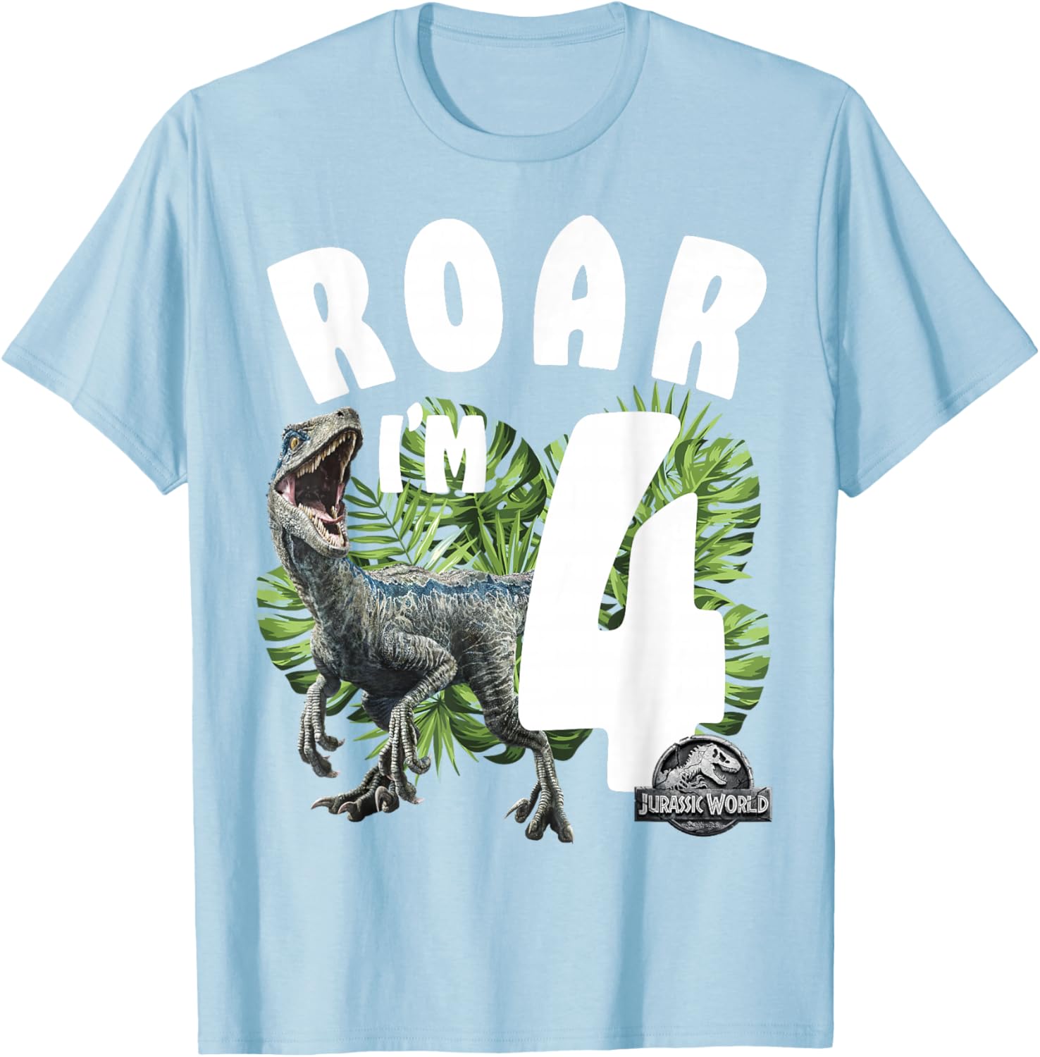 Jurassic World Raptor Roar I'm 4 T-Shirt for Kids Birthday Celebration - 6